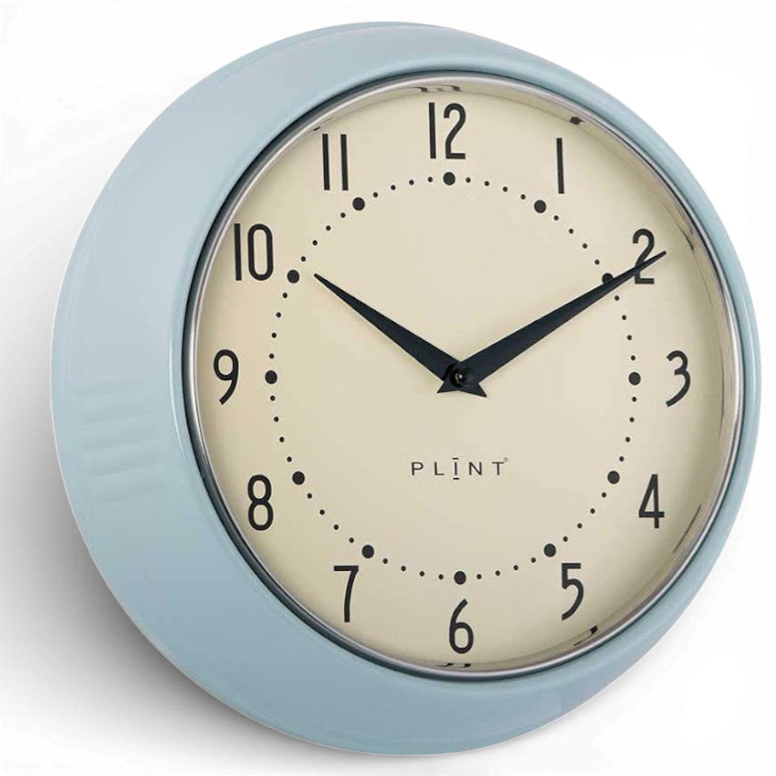LS-LebenStil Wanduhr Nostalgische Metall Küchenuhr 23cm Blau Vintage Bürouhr Quarzwerk (Lautlos Leise ohne Ticken - Schlafzimmer Flur Büro Küche Wohnzimmer)