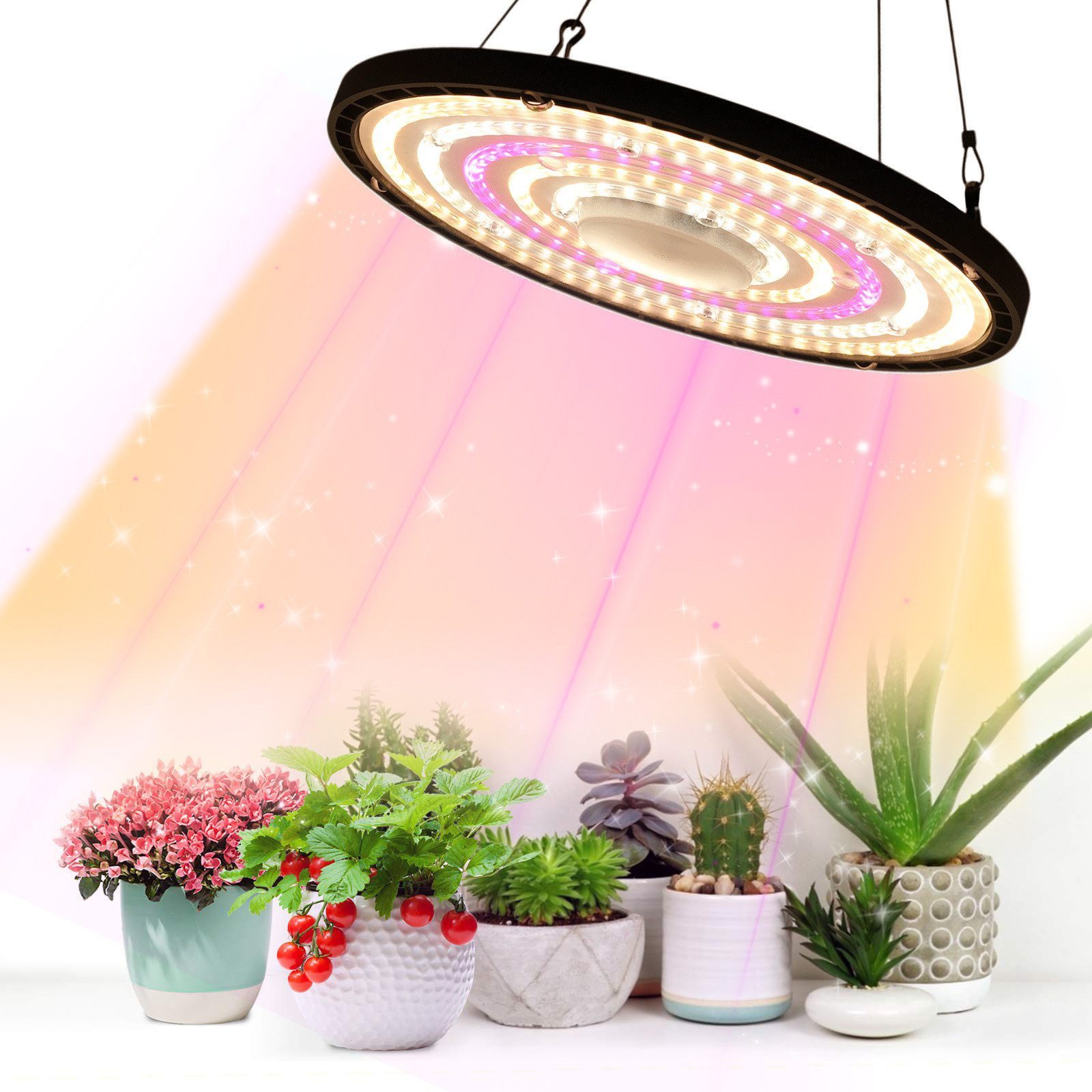 feinlux Pflanzenlampe Vollspektrum LED Grow Lampe für Zimmerpflanzen, LED fest integriert, 0W/100W/150W Vollspektrum, LED Wachstumslampe