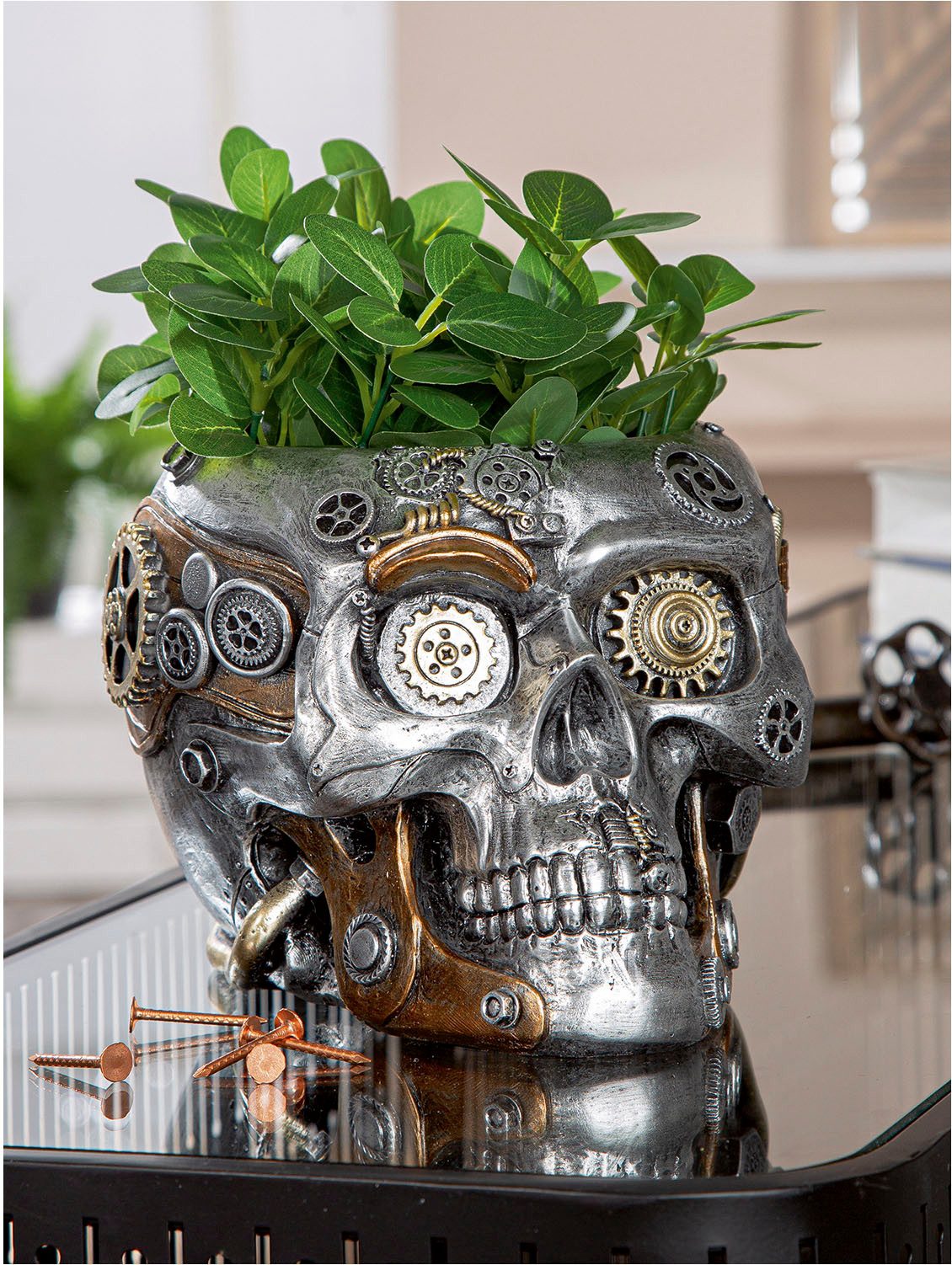GILDE Übertopf Übertopf Totenschädel Steampunk Skull günstig online kaufen