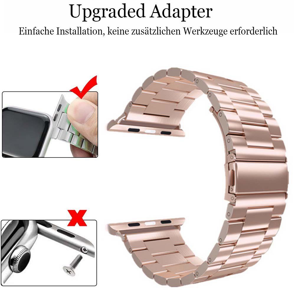 mm, Smartwatch-Armband Kompatibel Armband mit 38 Watch Apple Edelstahlarmband Lubgitsr Roségold Metall