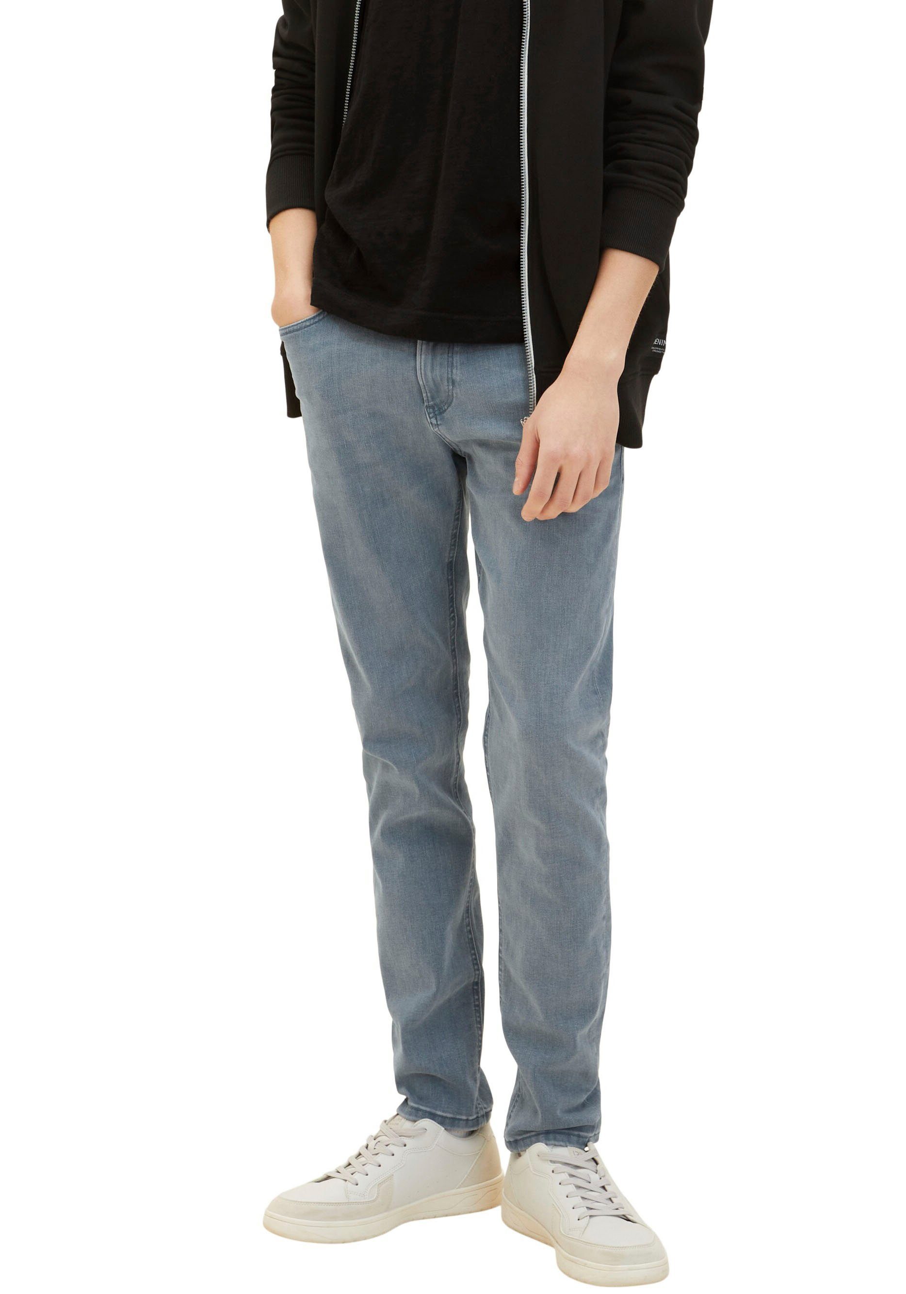 TOM TAILOR Denim Slim-fit-Jeans mit Logo-Badge blue grey
