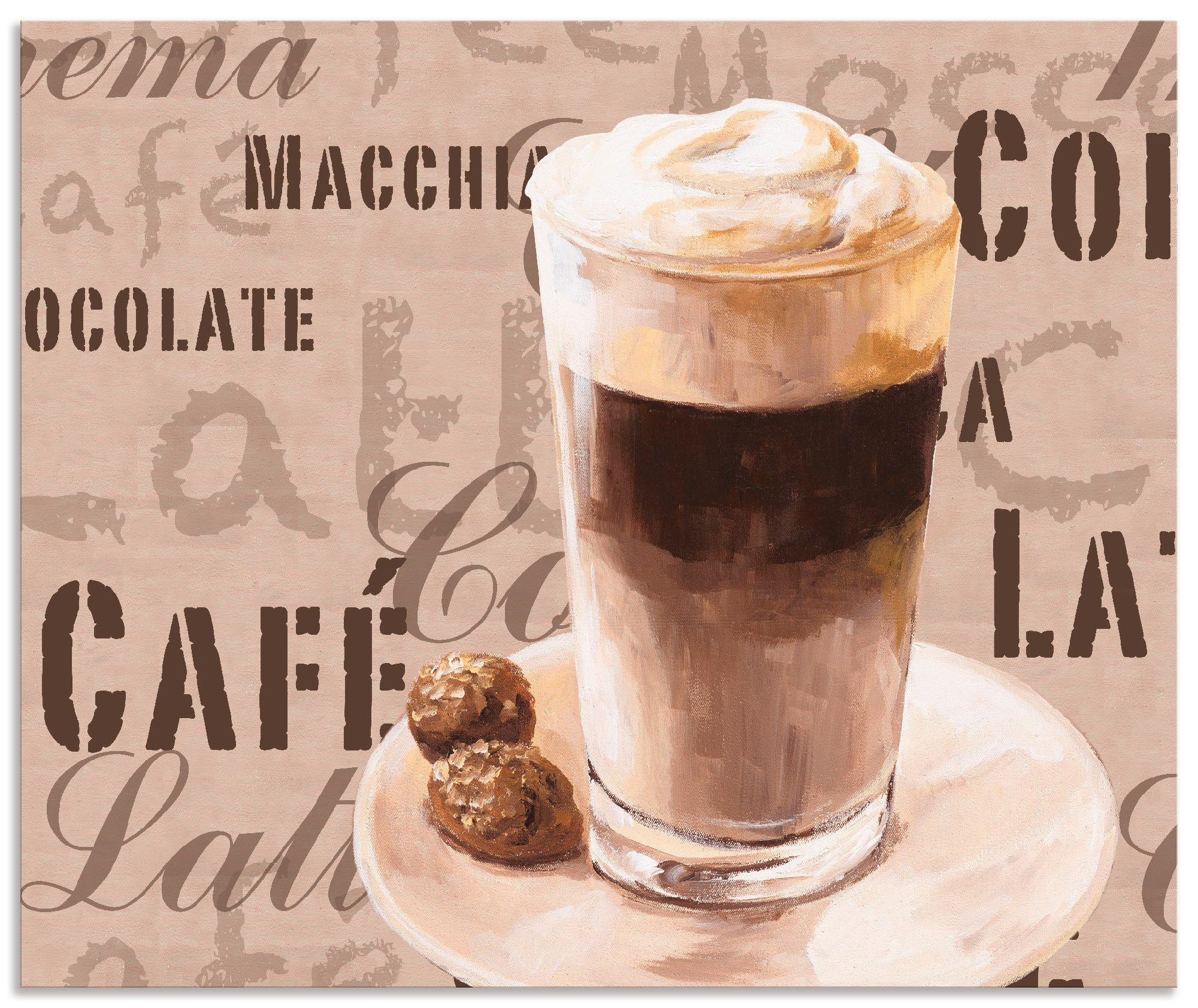 Klebeband, Küchenrückwand einfache (1-tlg), mit Kaffee Montage Macchiato, - Spritzschutz Latte Artland Alu