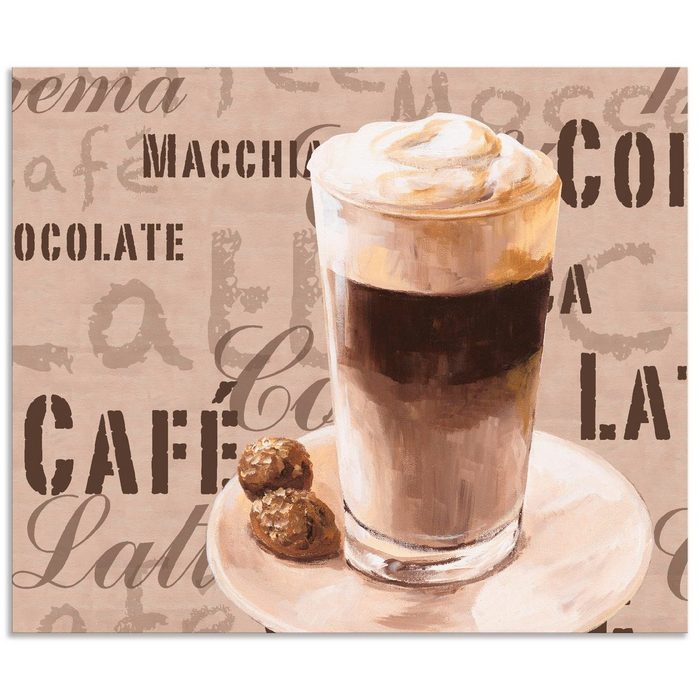 Artland Küchenrückwand Kaffee - Latte Macchiato (1-tlg) Alu Spritzschutz mit Klebeband einfache Montage