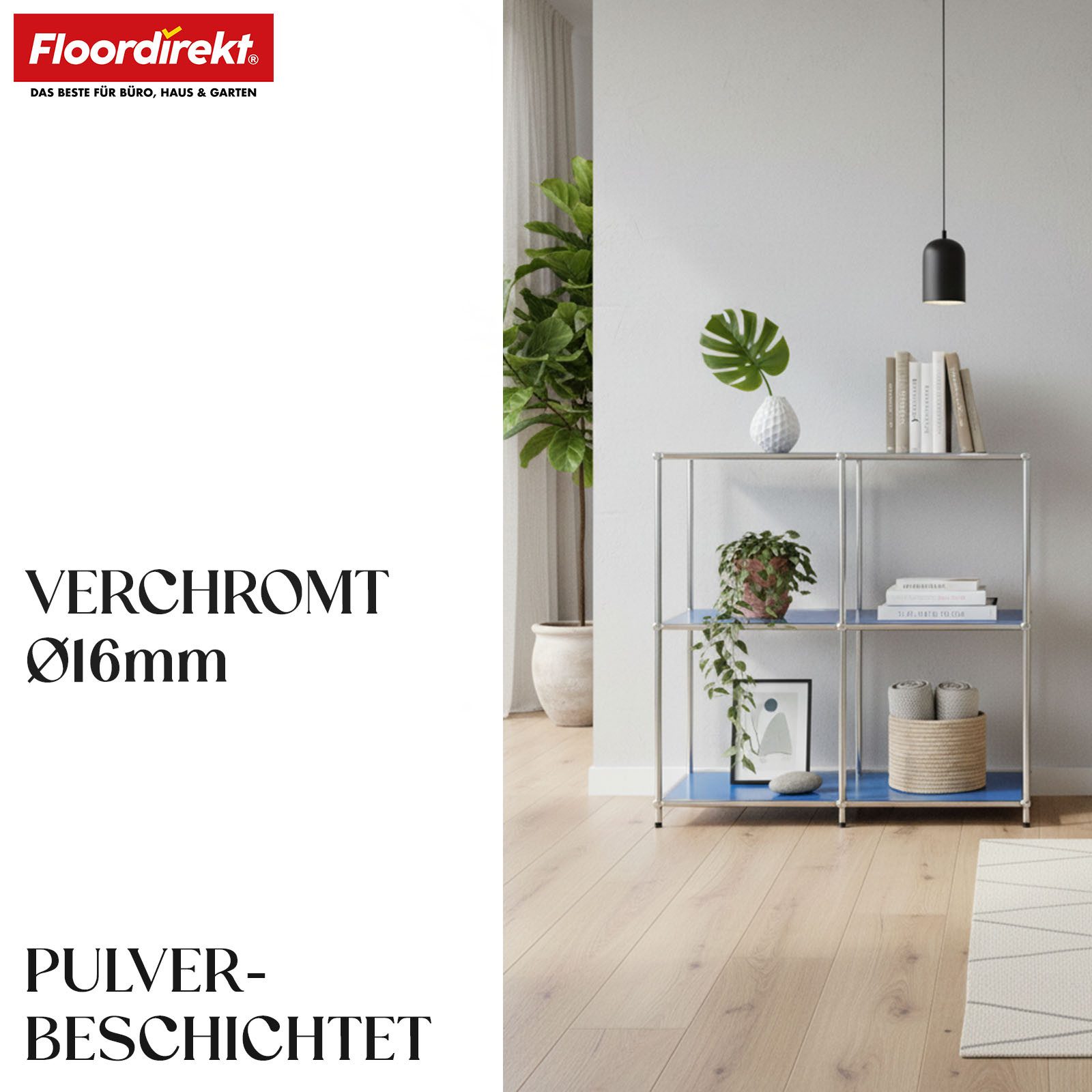 Floordirekt Sideboard Concept Epure MK-027 Metallregal, B78 × T40 × H82 cm, diverse Farben (modular, kratzfeste Pulverbeschichtung), offenes Ablageregal mit verchromtem Metallgestell, Design Regal