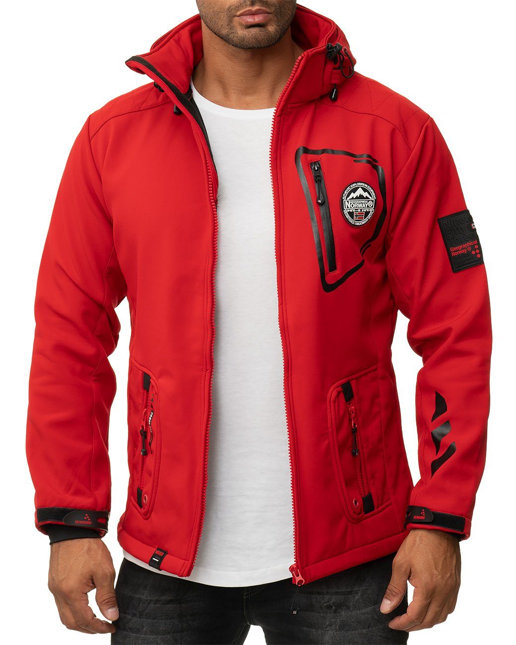 Geographical Norway Softshelljacke Herren Outdoor Jacke batacebook Modernes Design mit stylischem Print und abnehmbarer Kapuze