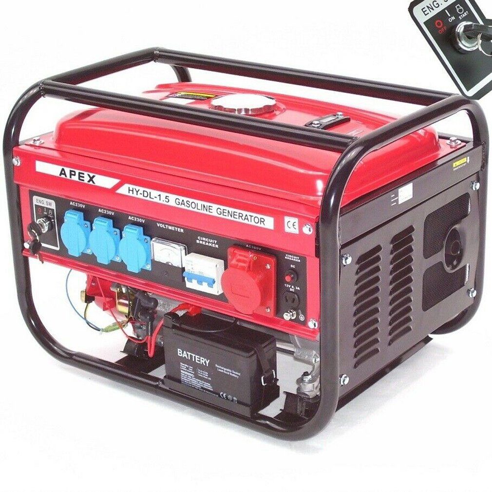 Apex Stromerzeuger Elektro-Start Benzin Stromerzeuger 9500E Generator 230V 400V Aggregat, (1-tlg)
