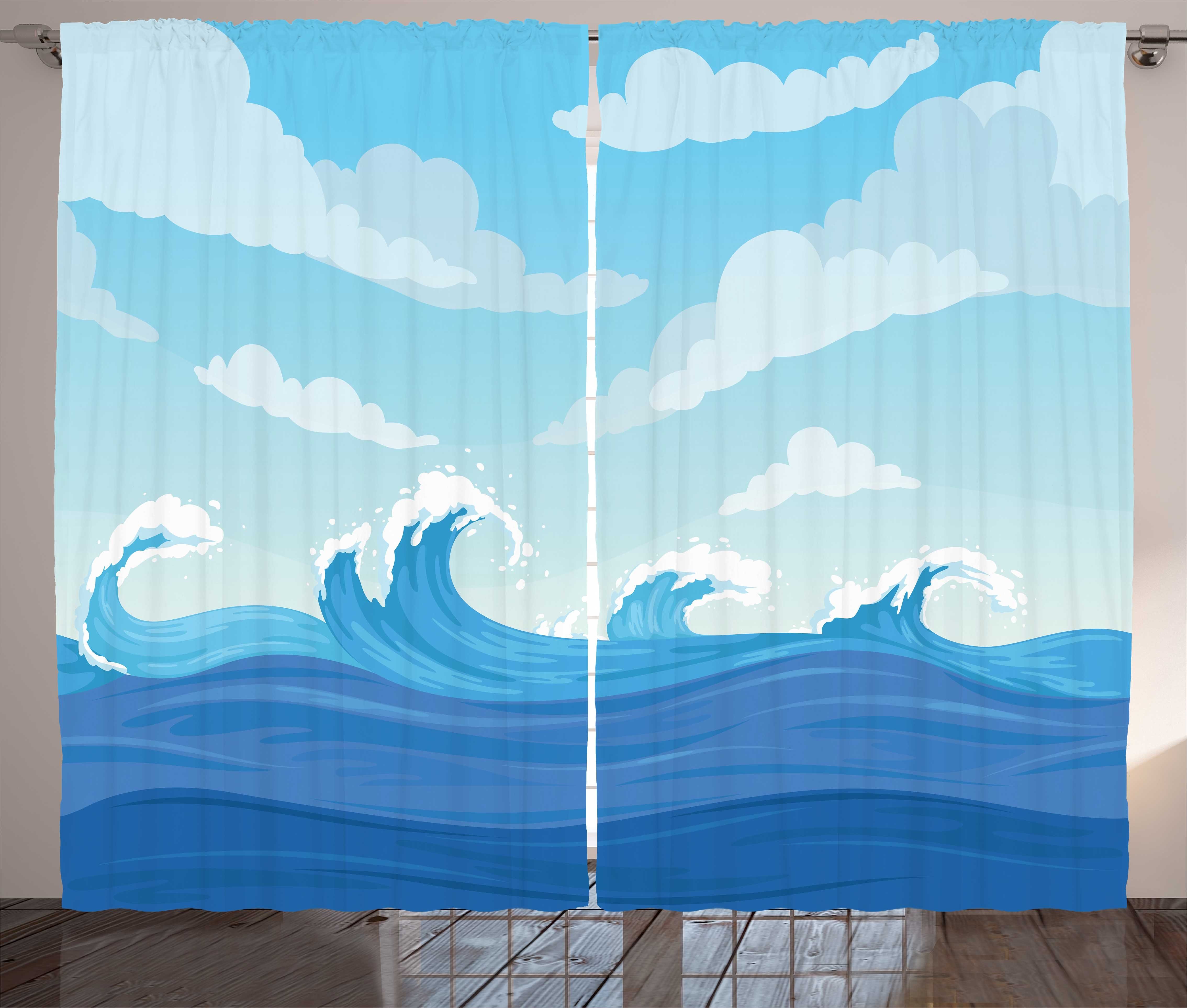 Illustration Kräuselband Töne mit und Schlaufen Blaue Abakuhaus, Haken, Gardine Vorhang Ozean Welle Schlafzimmer