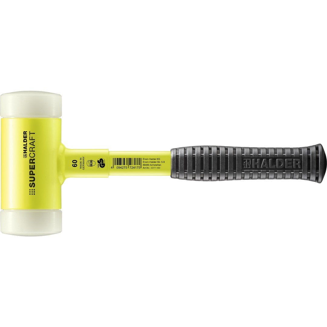 Gummihammer HALDER SUPERCRAFT Schonhammer Ø 60 mm rückschlagfrei mit bruchsicherem