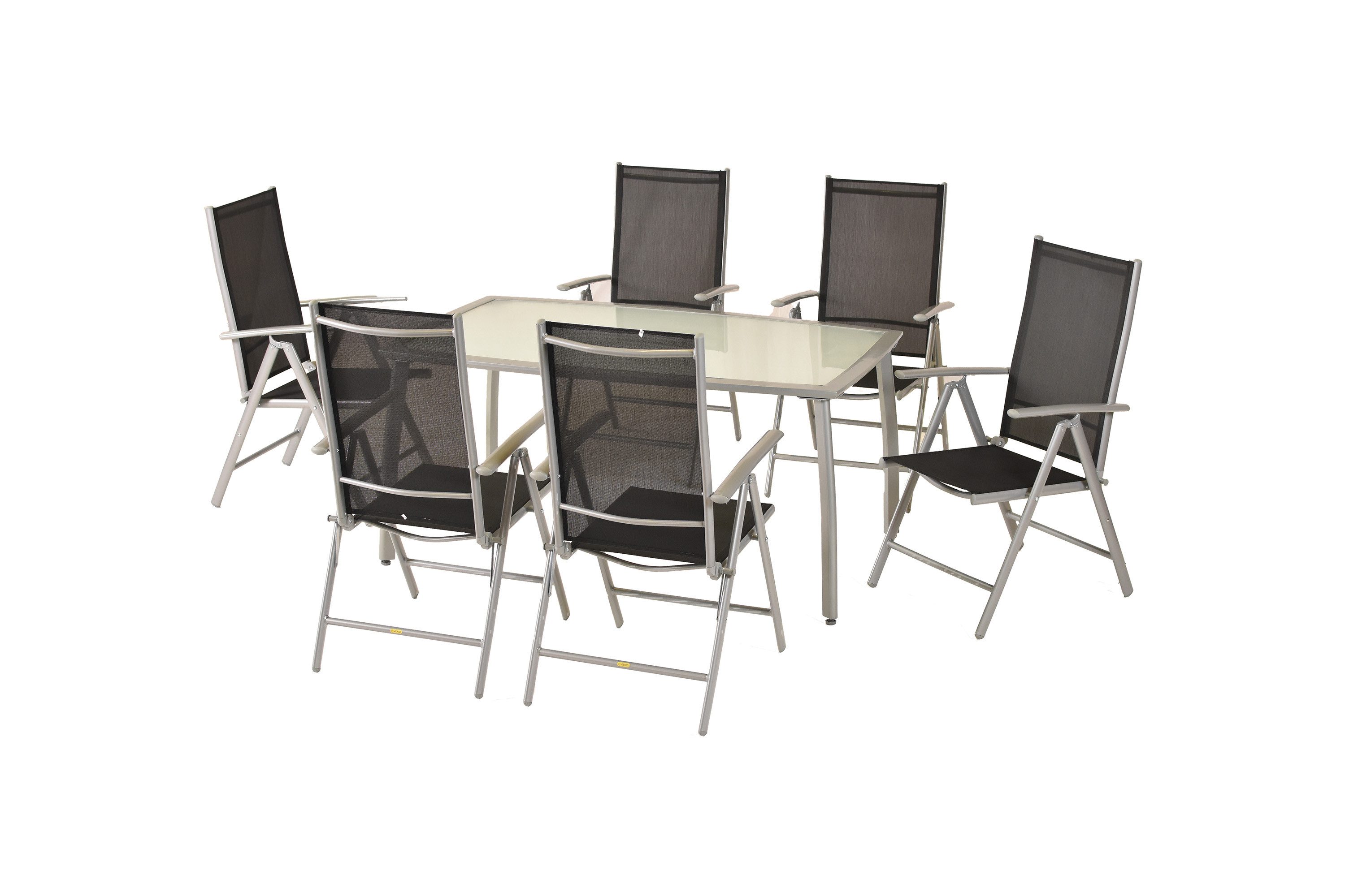 MERXX Garten-Essgruppe Amalfi, (Set, 6 Klappsessel mit verstellbarer Rückenlehne, 1 Tisch), 4 Klappsessel, 1 Tisch 150 x 90 cm