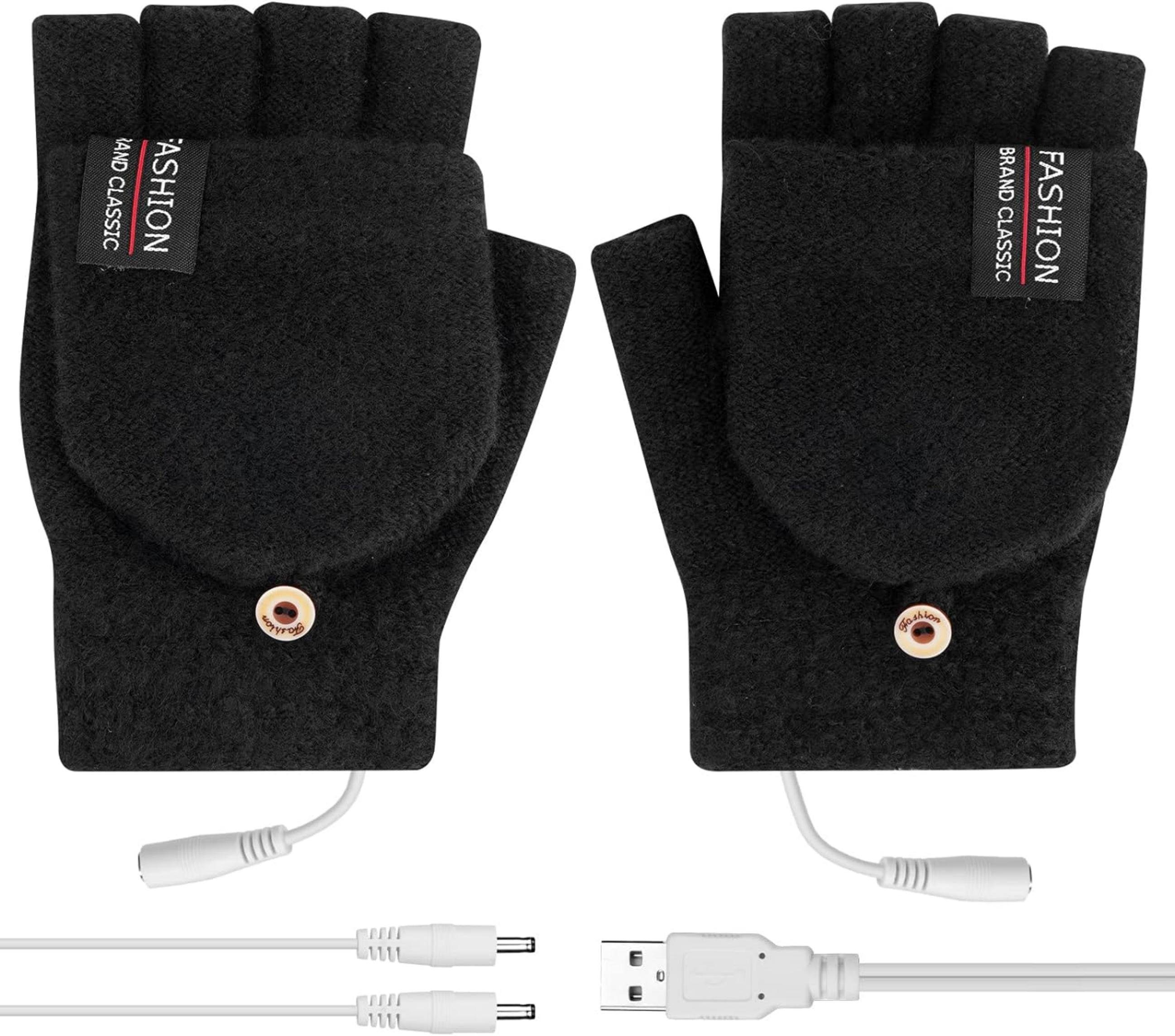 Coonoor Strickhandschuhe USB Beheizte Handschuhe, Waschbares Heizung Stricken