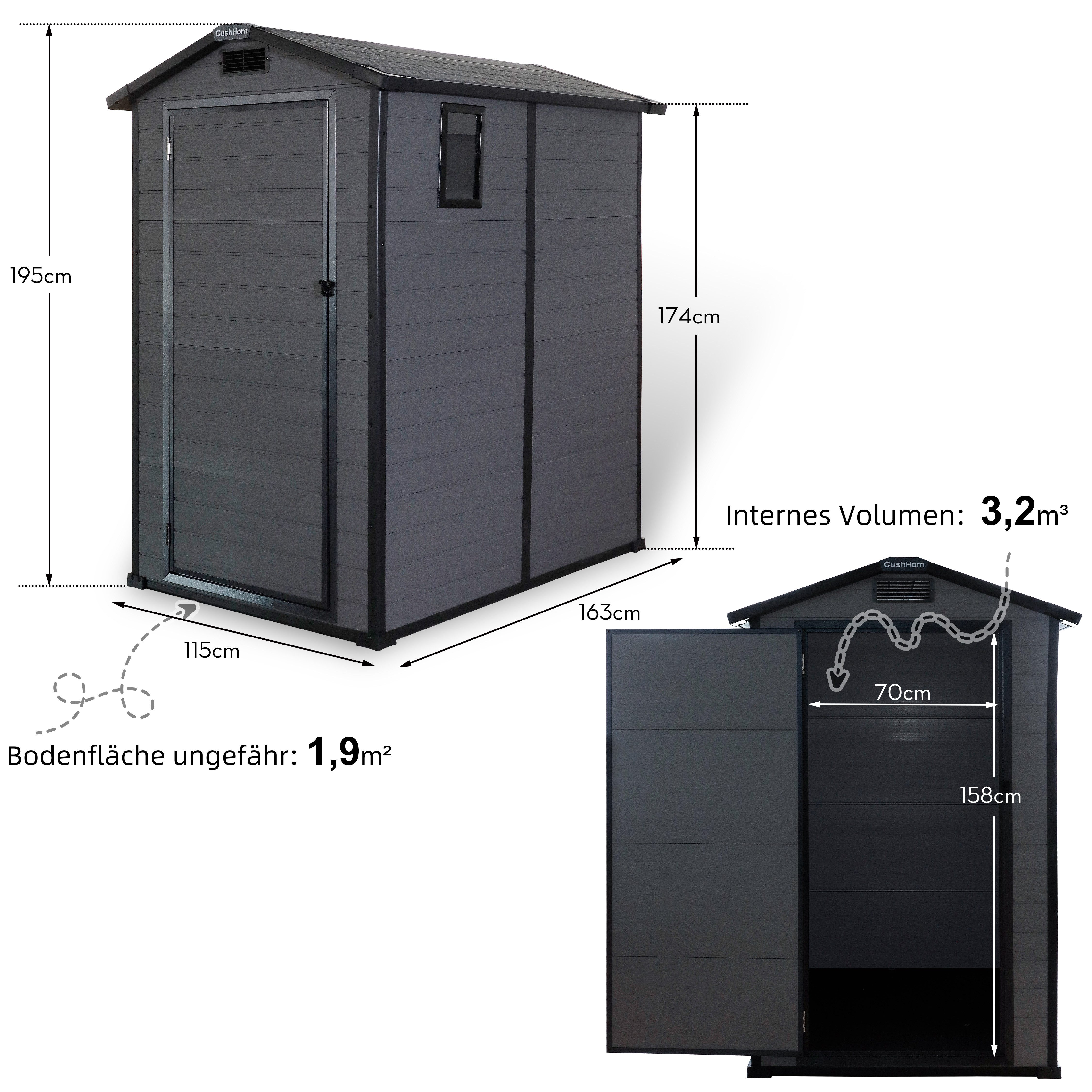 CCLIFE Gerätehaus Gerätehaus Geräteschuppen Gartenhaus Wetterfest B×T : 163 günstig online kaufen
