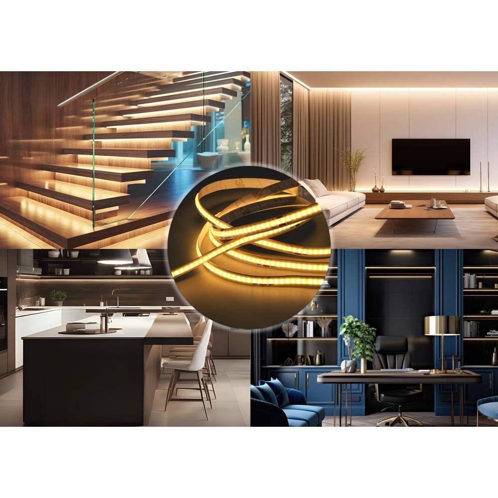 Sygonix LED Stripe COB LED Stripe, 3000 K, 5 m SY-5773490, kürzbar, selbstklebend, mit Schalter