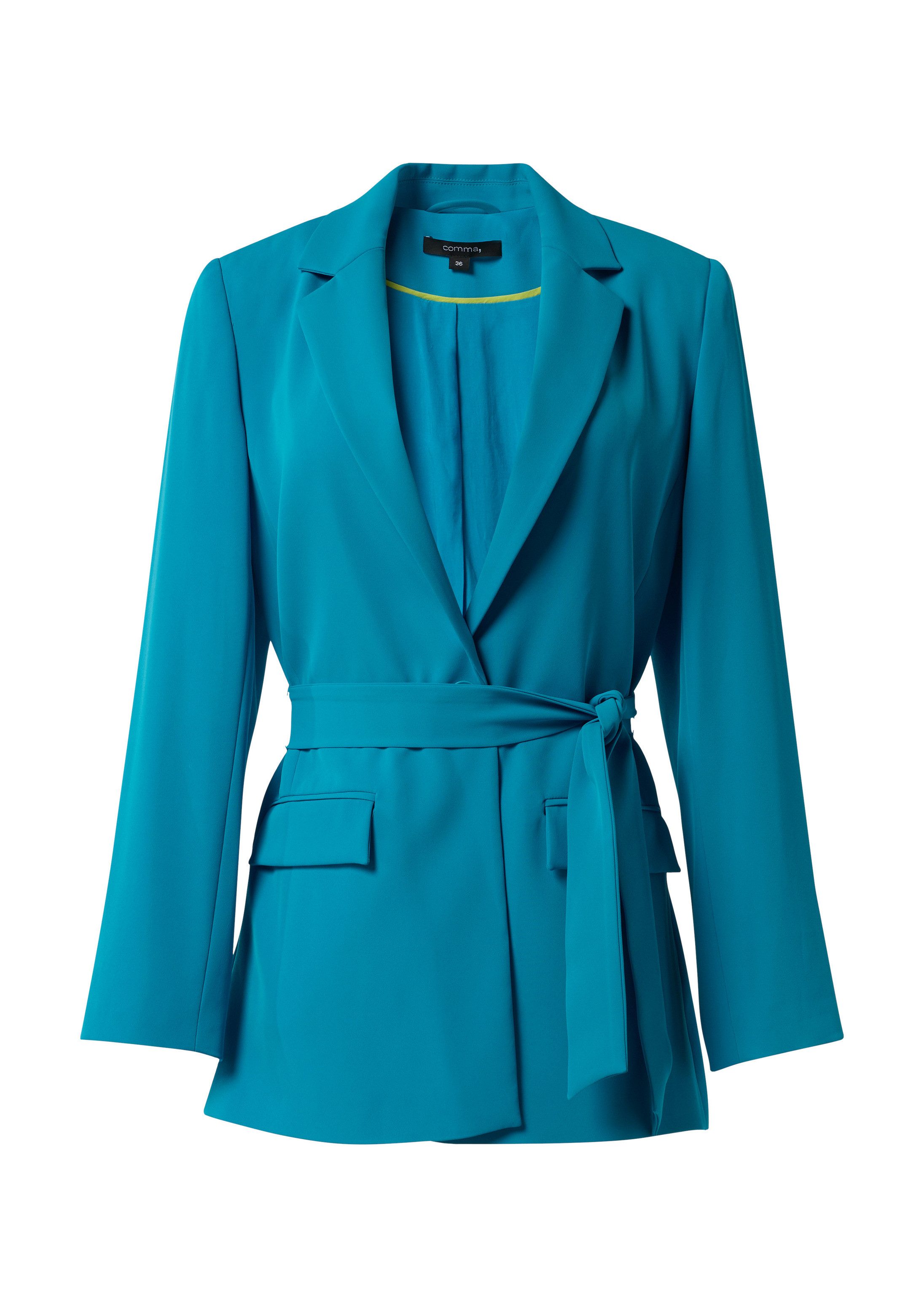 comma Jackenblazer Indoor-Blazer Fließender Longblazer mit Bindegürtel