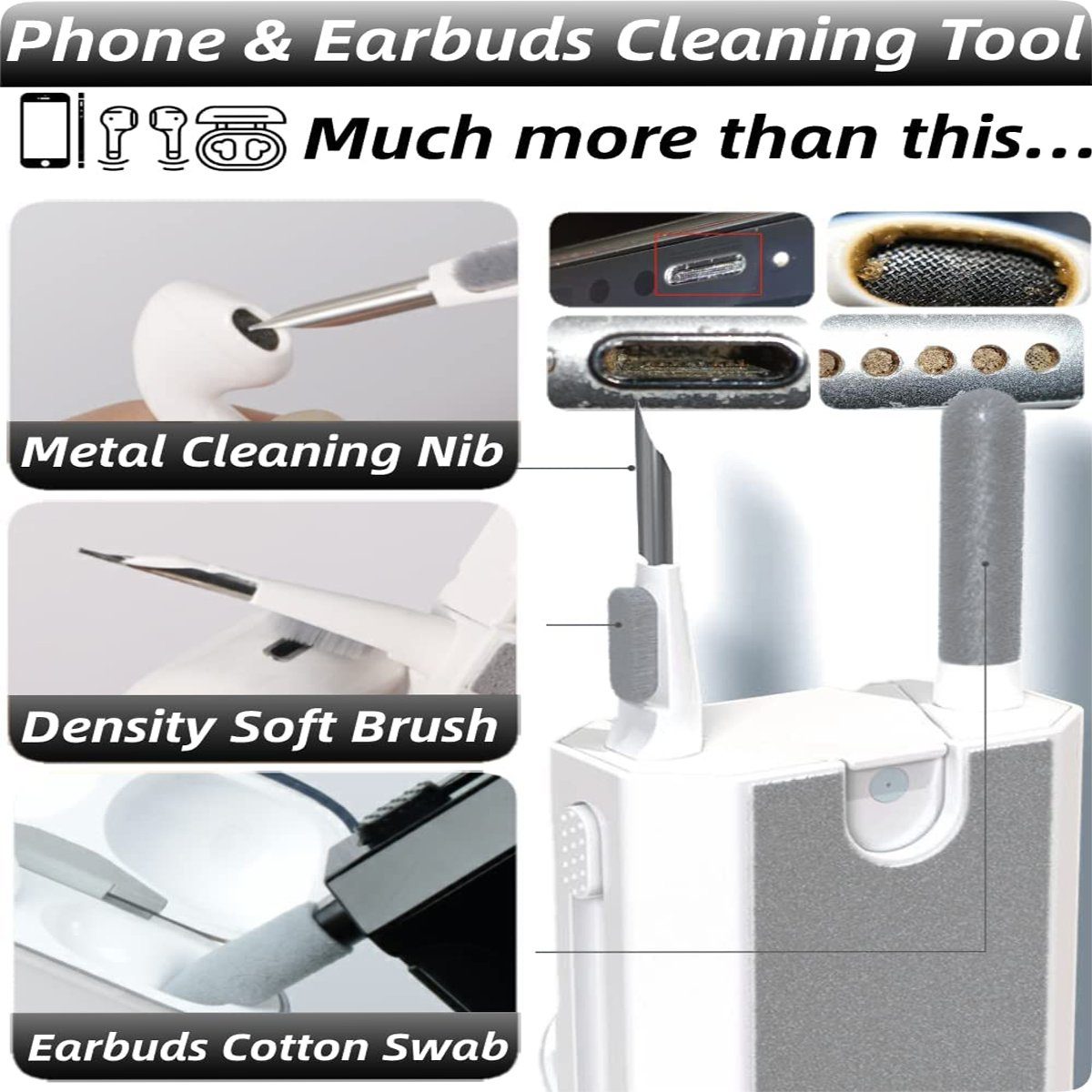 Electronic Reinigungsbürsten-Set Kit Tastenabzieher Reinigungsstift, in Reinigungsbürsten-Set, Tastatur-Reinigungsset,8 XDeer Weiß mit 1 Cleaning