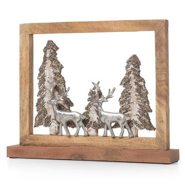 Moritz Skulptur Tischdeko Rentiere im Wald 33 cm, Holz, Tischdeko, Fensterdeko, Wanddeko, Holzdeko, Weihnachtsdeko