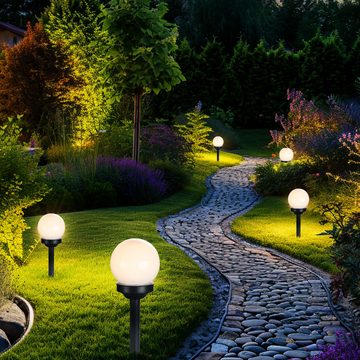 etc-shop LED Gartenleuchte, LED-Leuchtmittel fest verbaut, Warmweiß, 10er Set LED Außen Solar Lampen Kugel Design Erd Spieß Steck