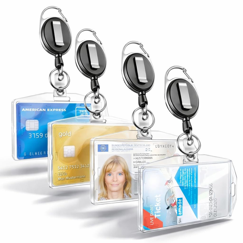 officegurus® Schlüsselanhänger 3x Ausweishalter mit ausziehbarem Zugband, A günstig online kaufen