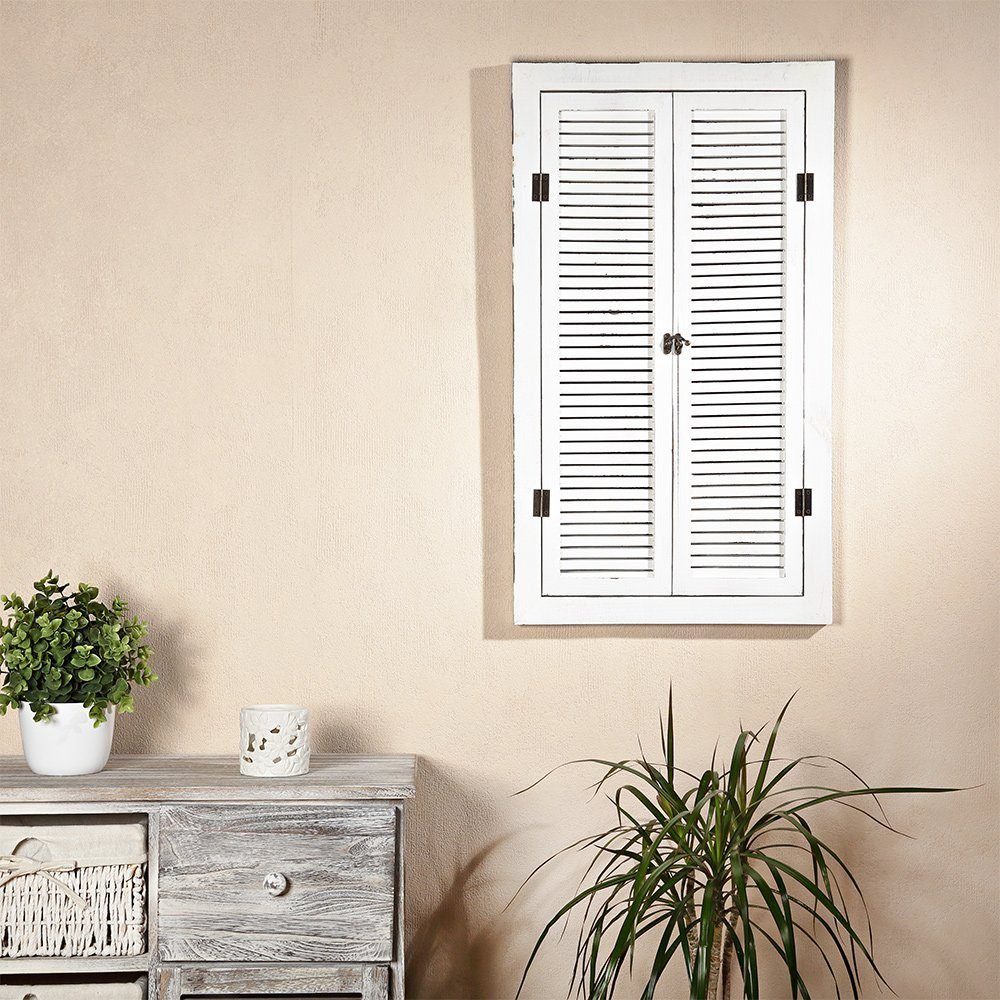 Melko Wandspiegel Wandspiegel Dekospiegel mit Fensterladen und Ablage Holz günstig online kaufen