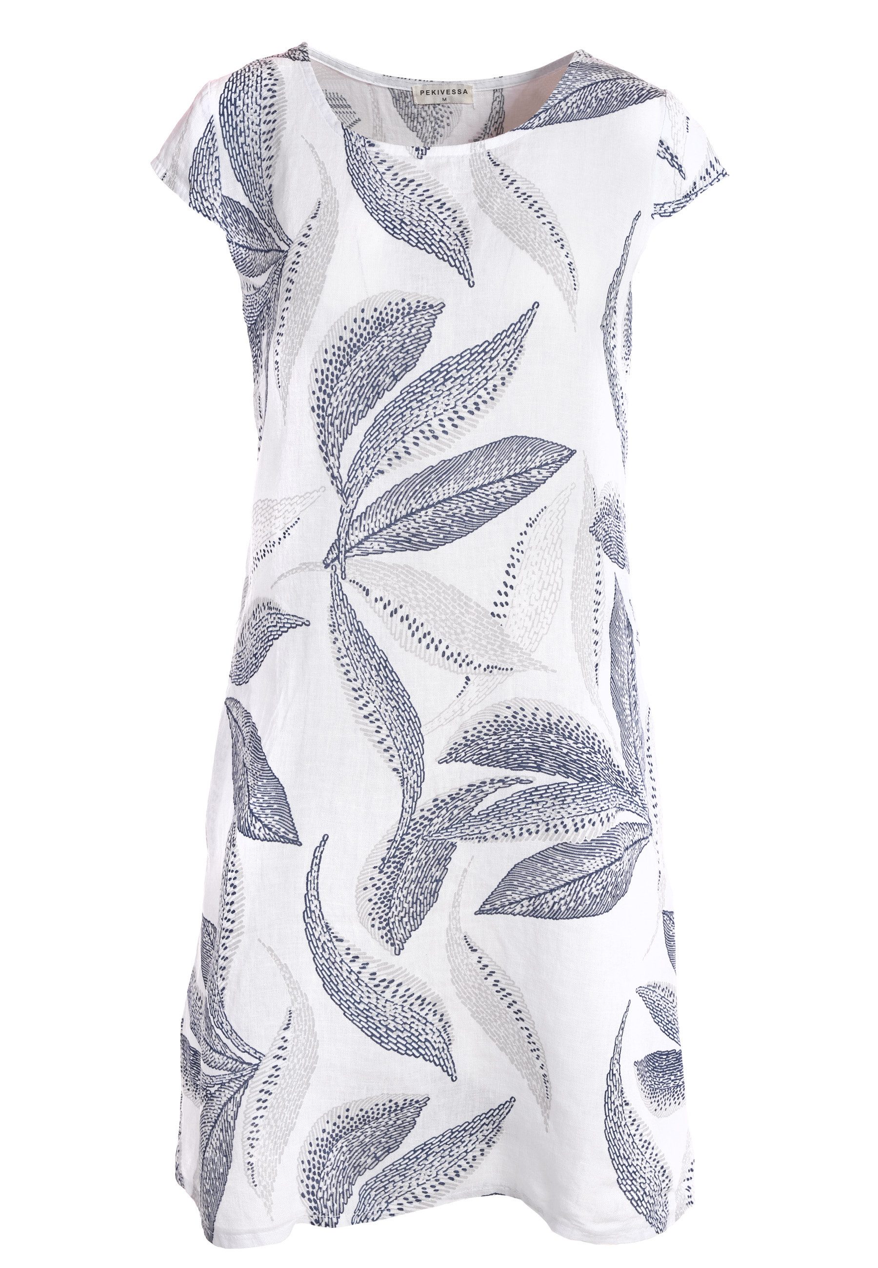 PEKIVESSA Sommerkleid Leinenkleid knielang kurzarm mit günstig online kaufen