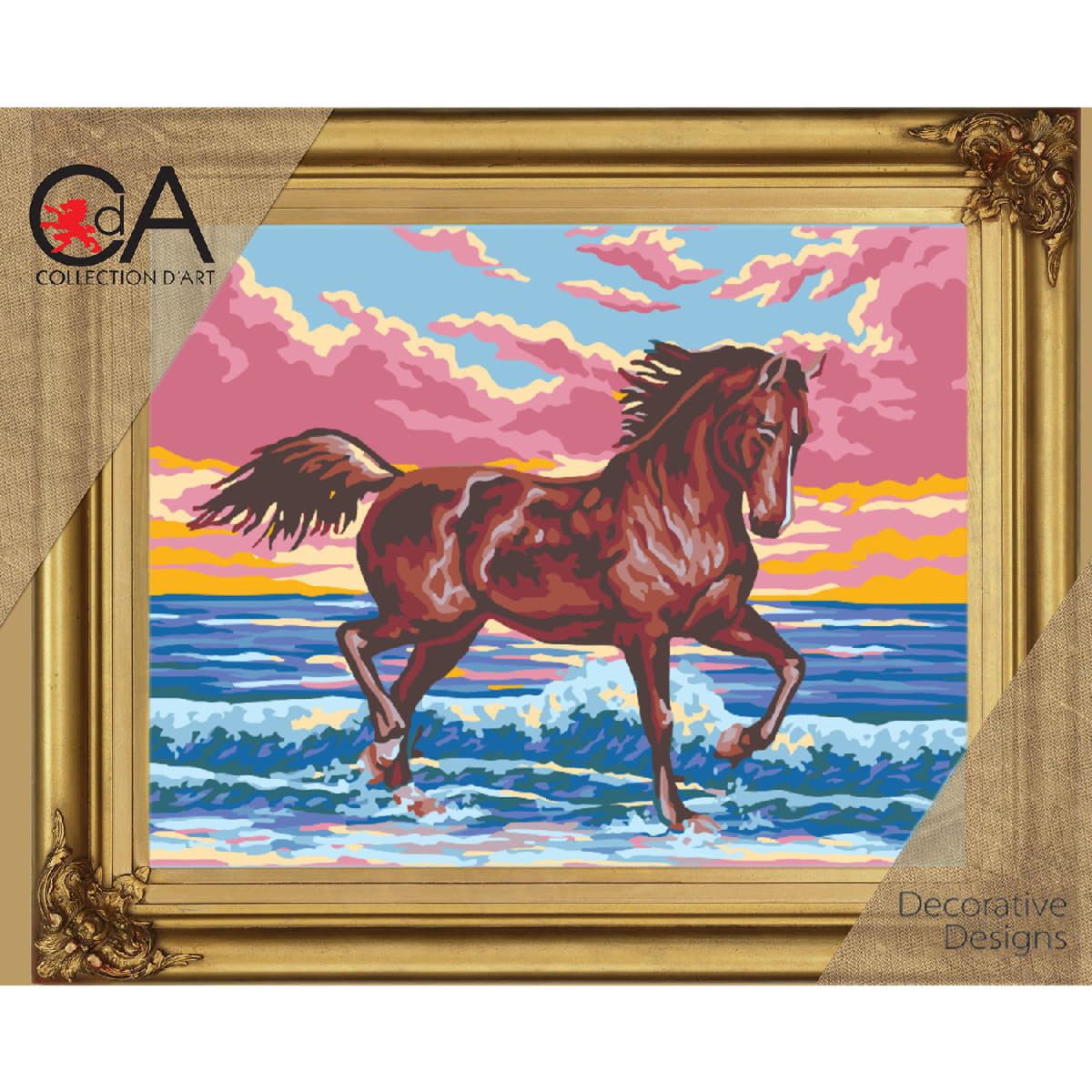 Collection D'art Kreativset CDA Halbkreuz Stickpackung "Pferd", bedruckt, 22x30cm..., (embroidery kit by Marussia)