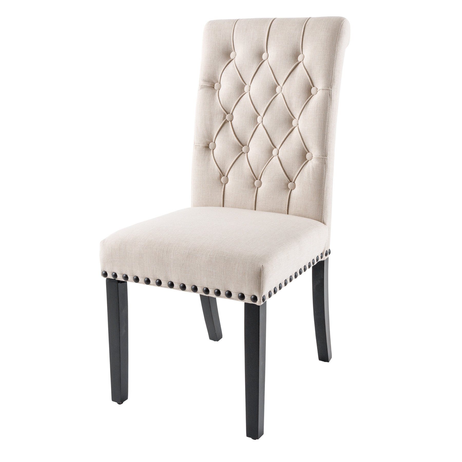 riess-ambiente Polsterstuhl CASTLE beige / schwarz (Einzelartikel, 1 St), Esszimmer · Strukturstoff · Holzbeine · Landhausstil