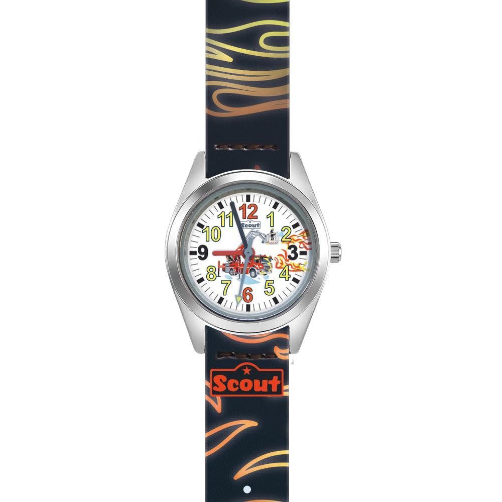 Scout Quarzuhr Flames Armbanduhr für Jungen von Scout aus Metall, Kunstleder