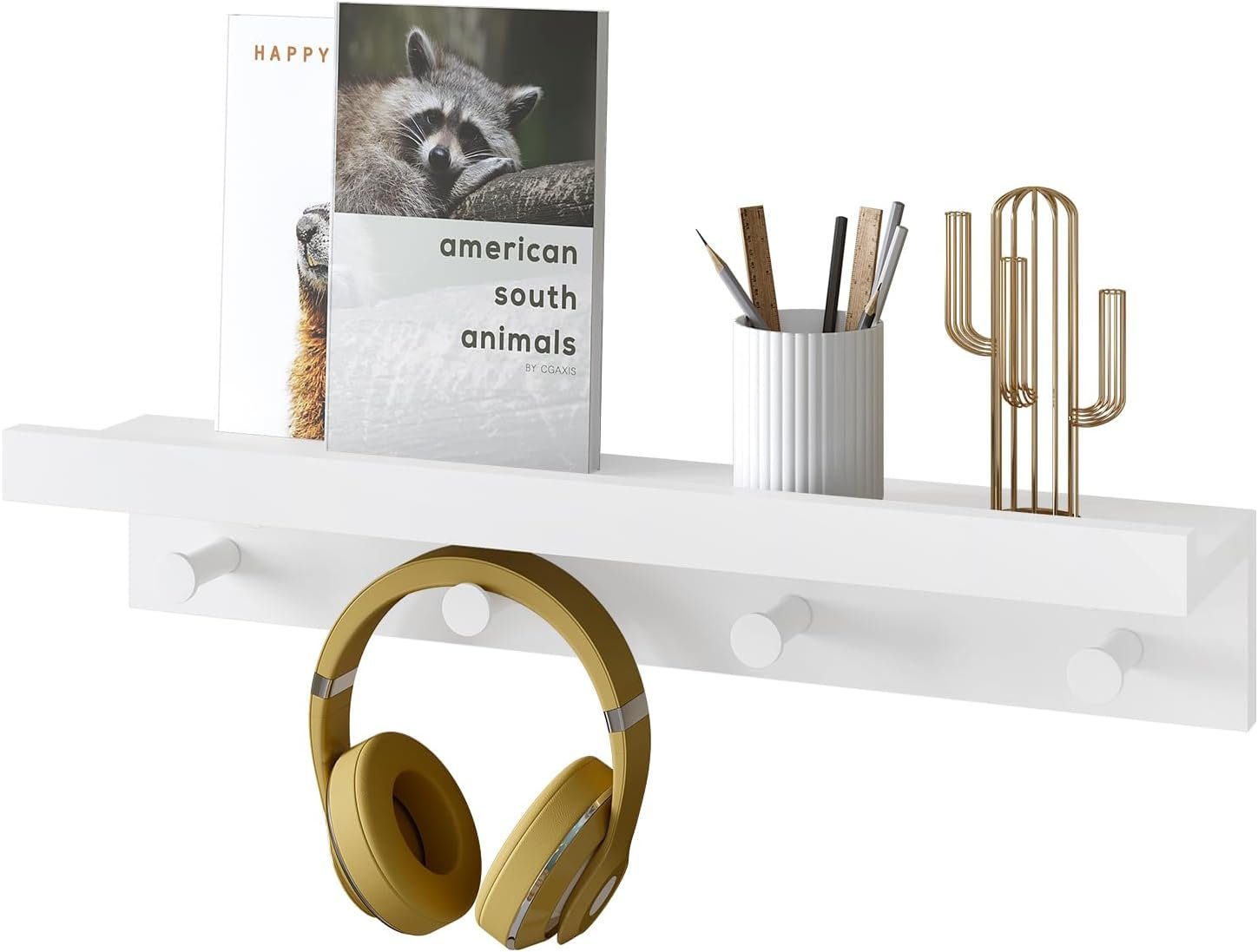 Woltu Wandregal, mit Haken, Schweberegal weiß, Zimmer Wanddeko günstig online kaufen