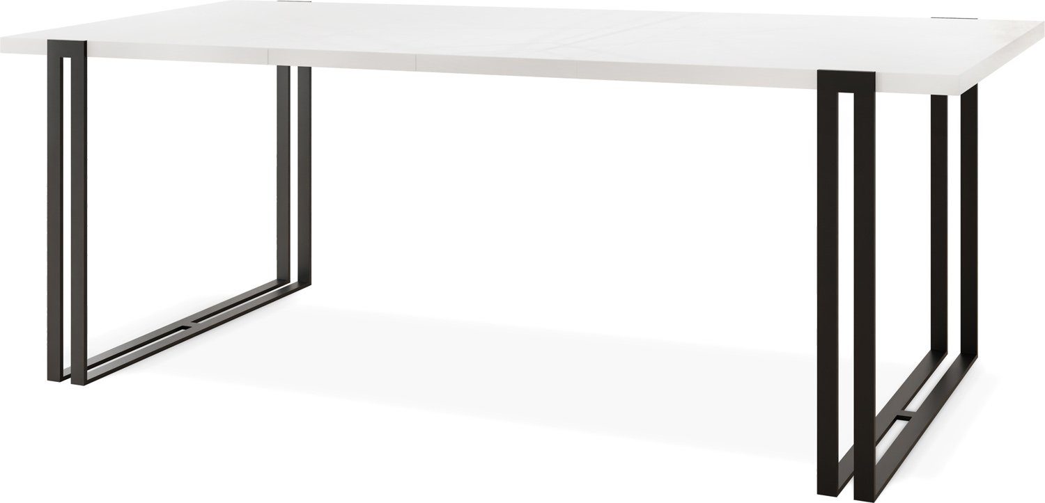 WFL GROUP Esstisch Marco, Tisch Weiß Schwarze Metallbeinen im Loft-Stil mit