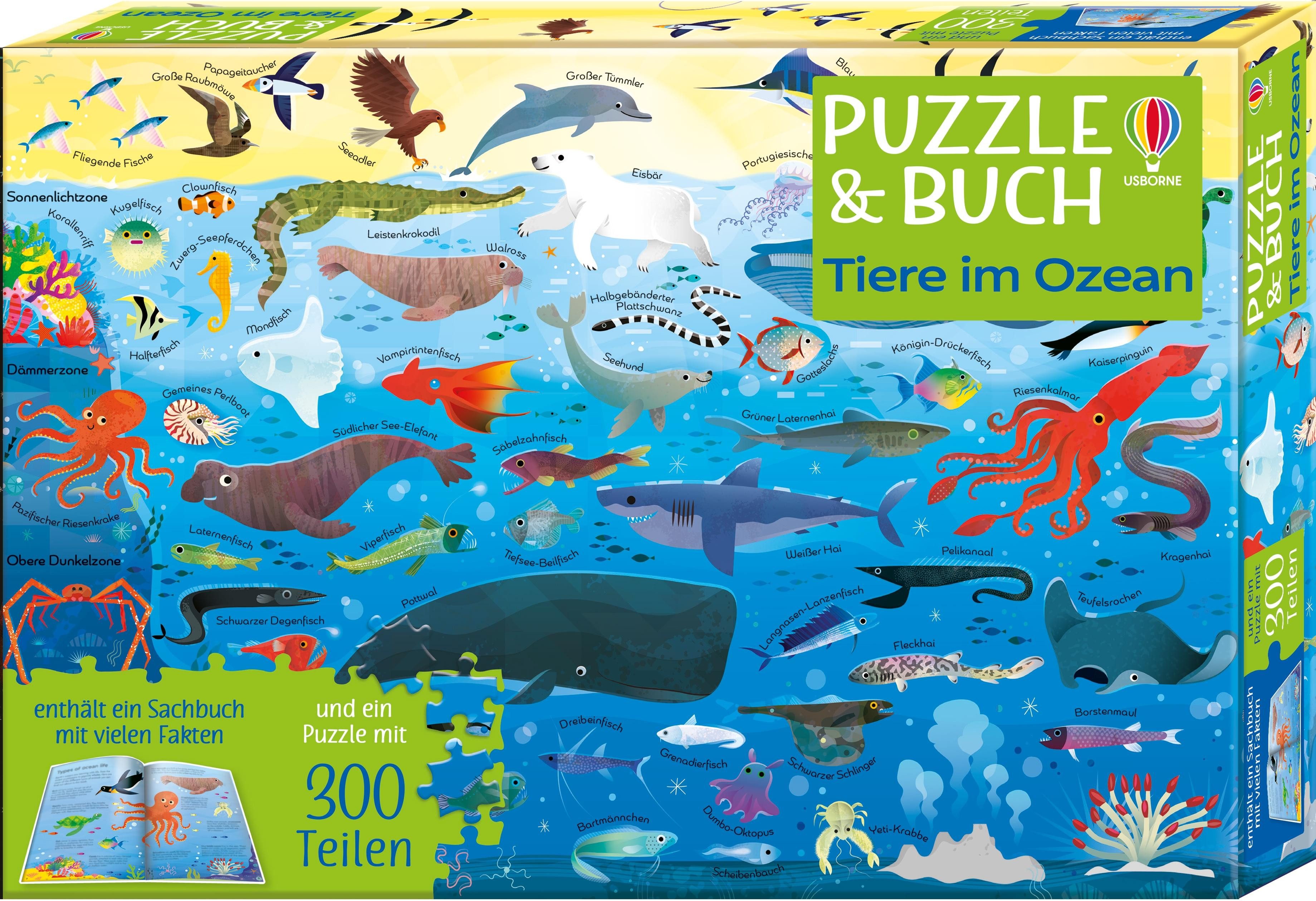 Usborne Verlag Puzzle Puzzle & Buch: Tiere im Ozean, Puzzleteile