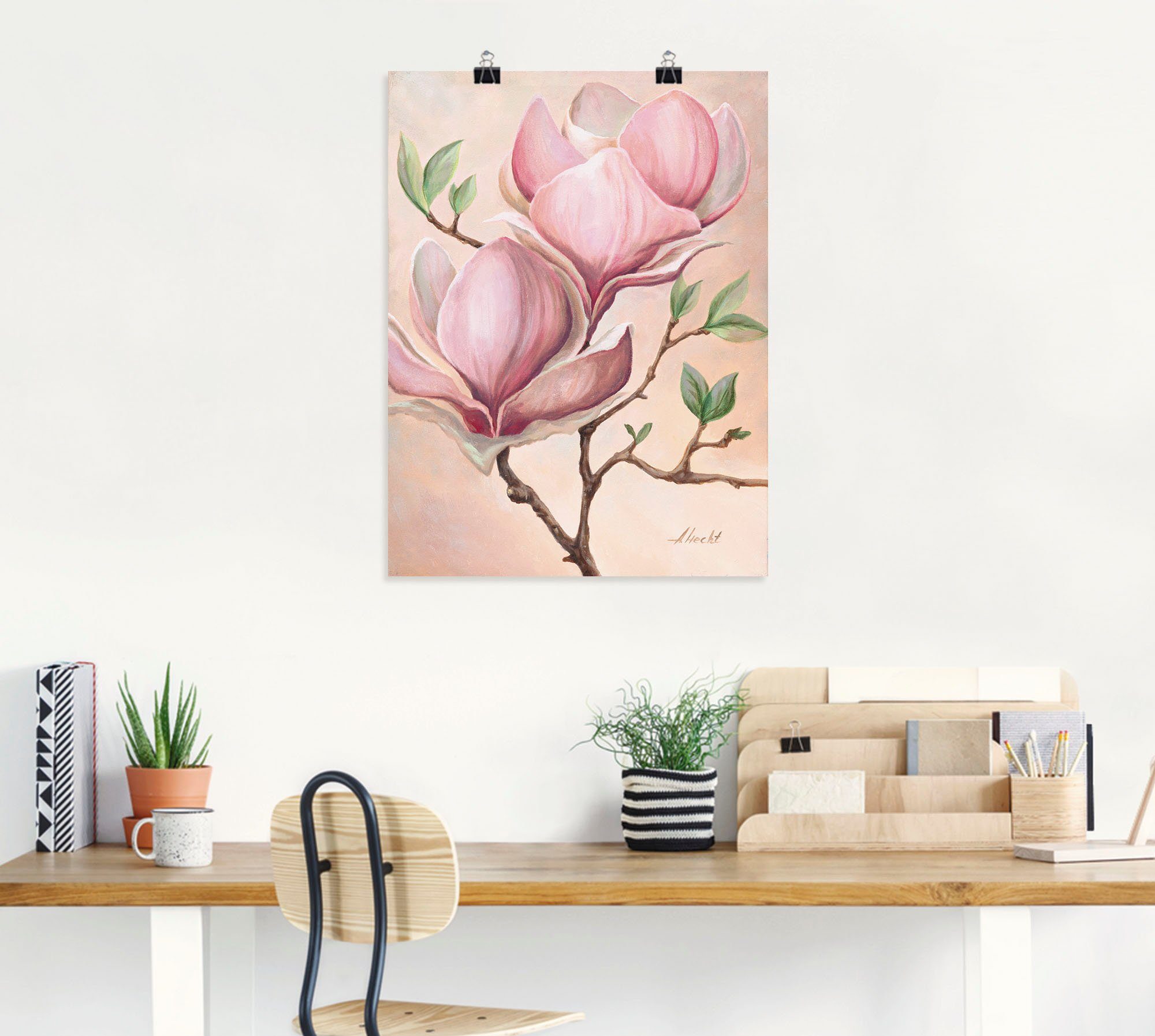 Artland Wandbild Magnolienblüten, Blumen (1 St), als Leinwandbild, Poster in verschied. Größen