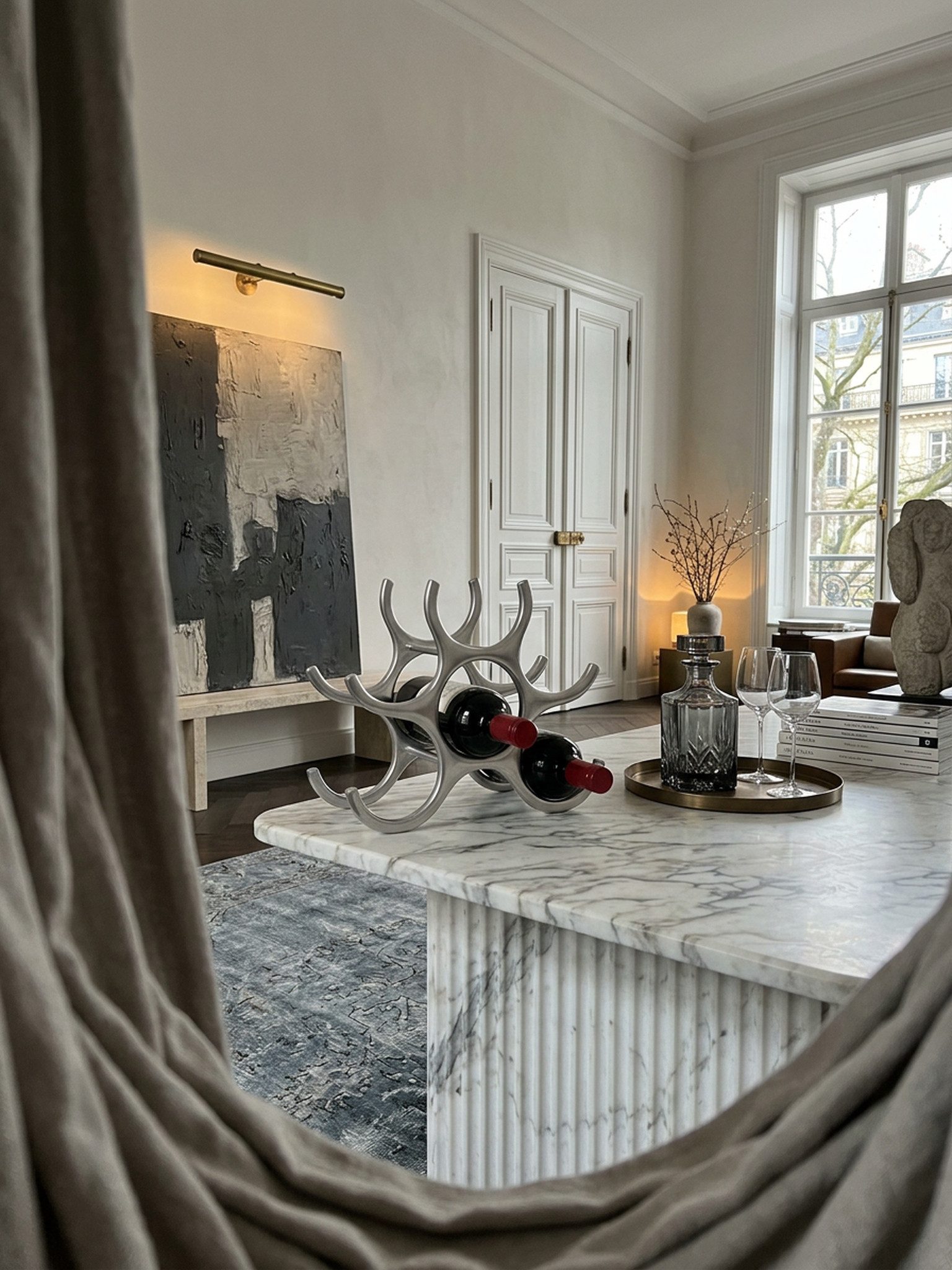 KADIMA DESIGN Weinregal Aluminium Weinständer, stilvoll & platzsparend (Silber, 6 Fl)