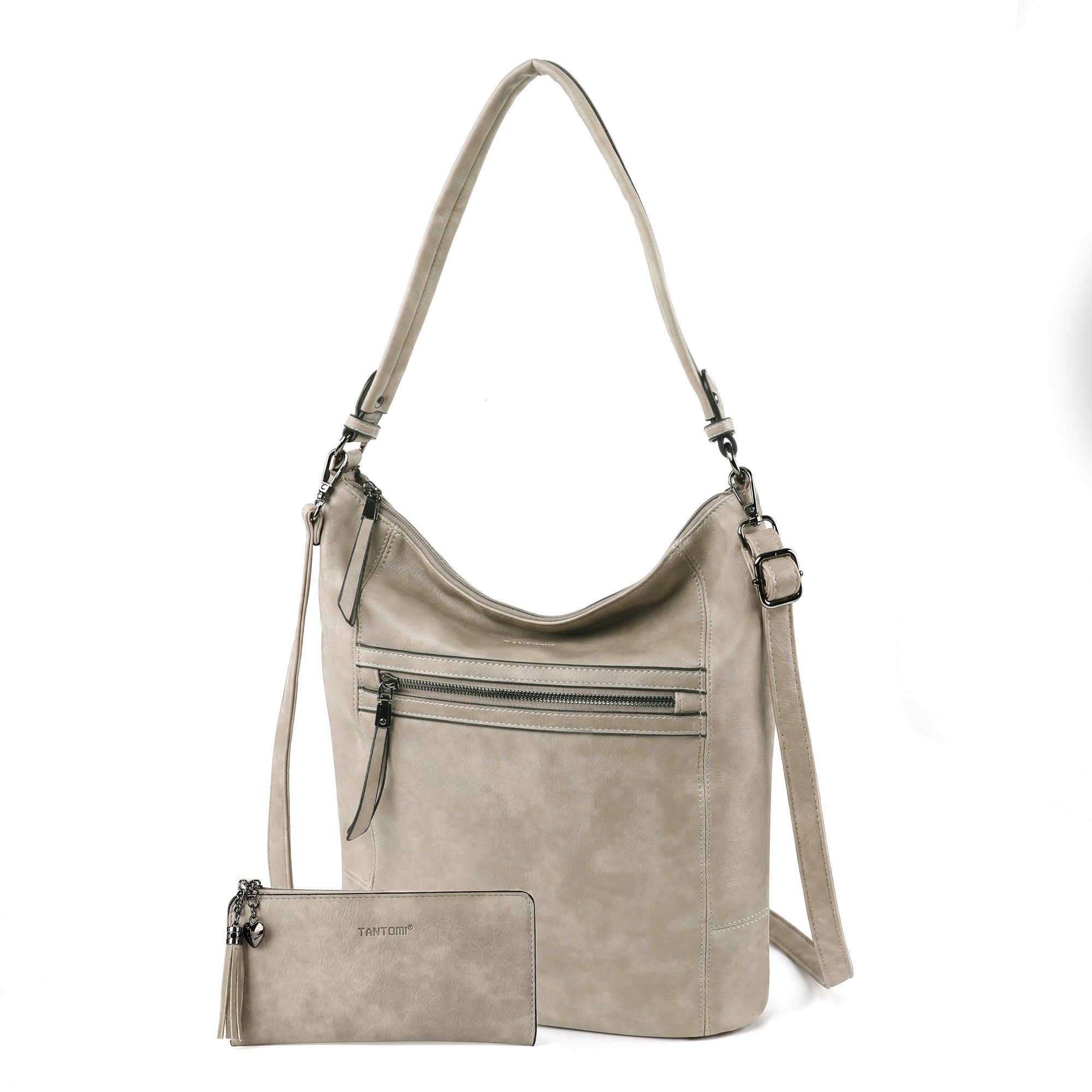 Handtasche 2-Tlg Shopper Schultertasche mit Geldbörse Damen Groß Umhängetasche