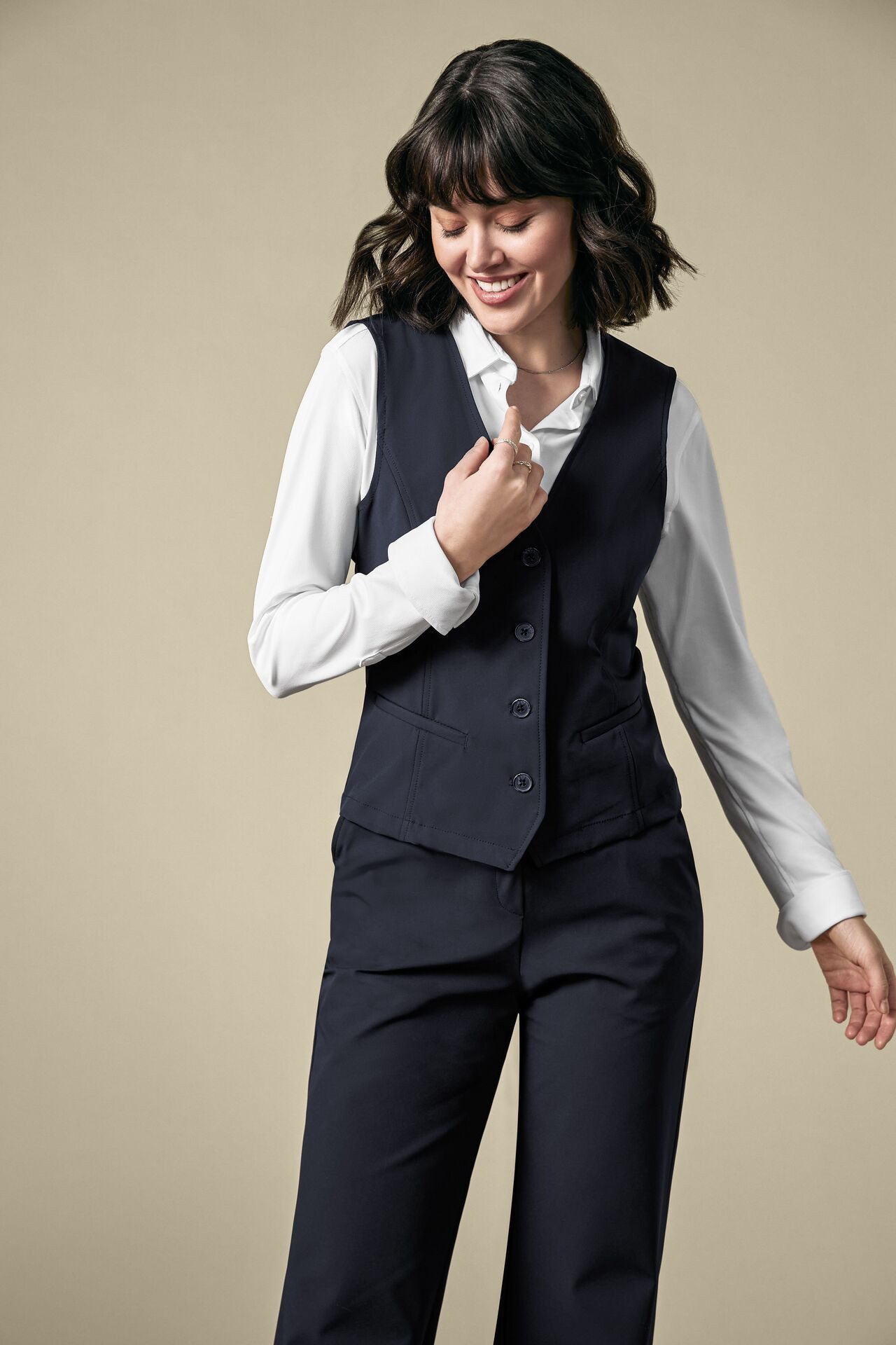 GREIFF Anzugweste Greiff FLOW Damen Business Weste V-Neck Regular Stretch Marine – Bild 3 von 4