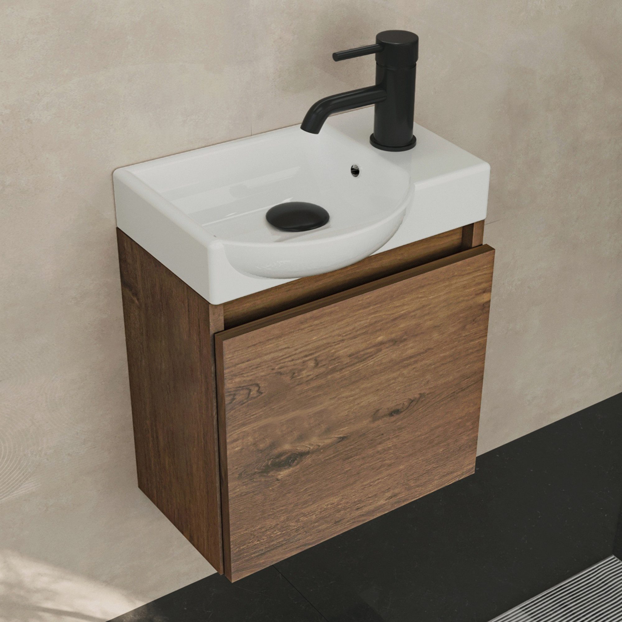 Badmöbel-Set mit Waschbecken, Waschtisch mit Unterschrank, Gäste WC Möbel Set