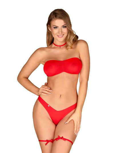 Obsessive Set: Bügel-BH Dessous-Set in rot für Weihnachten BH Slip (Set)