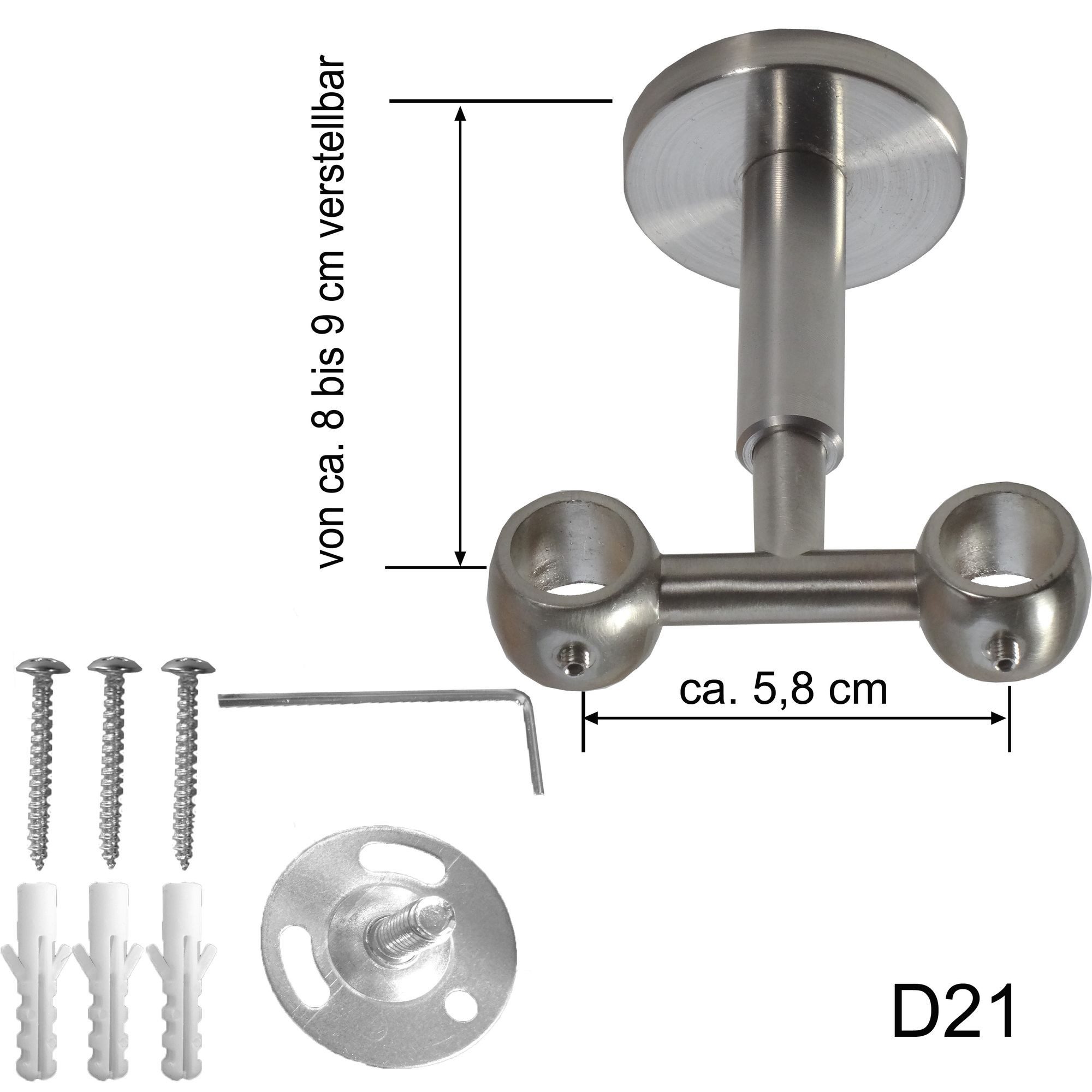 BASIT Gardinenstange Rohr Edelstahl 16 mm mit Deckenträgern 120 cm E16, Ø 1 günstig online kaufen