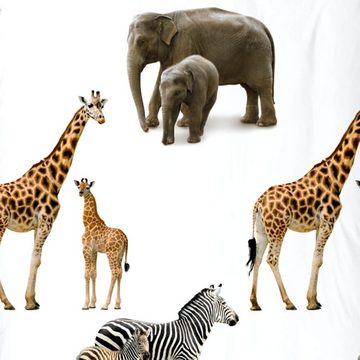 Bettwäsche Young Wild White, good morning, Flanell, 2 teilig, Safari, Elefant, Giraffe