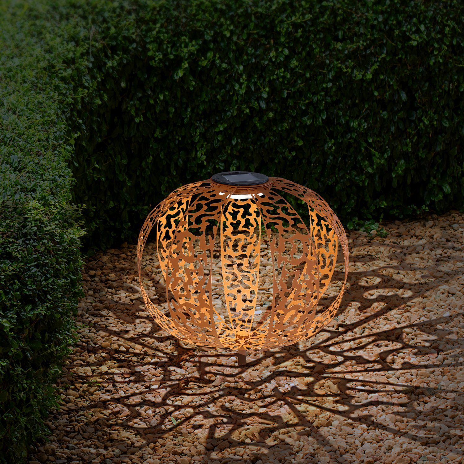 bmfversand LED Solarleuchte Solarleuchte Garten Kugel Rost Solarlampe