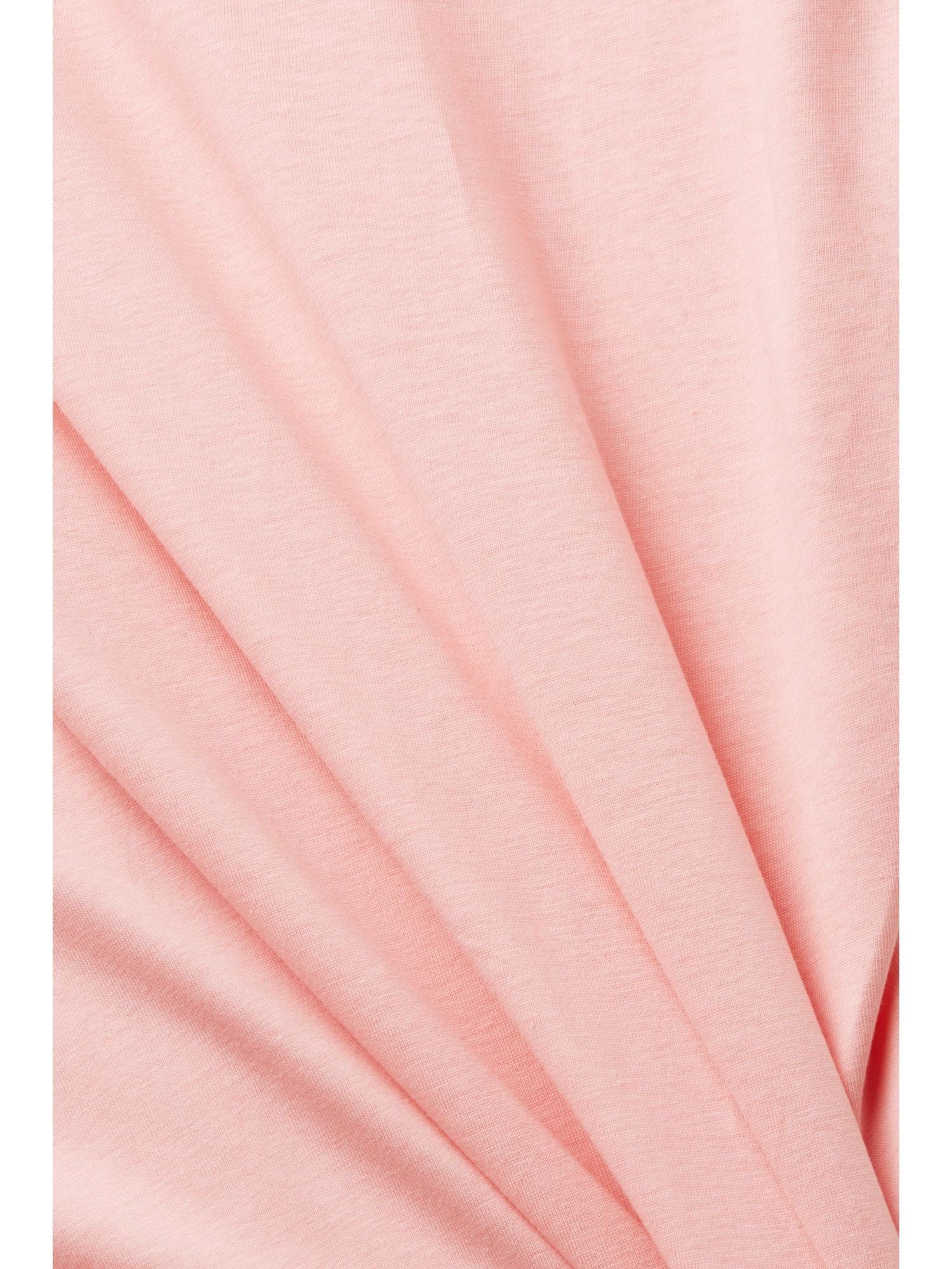 Esprit T-Shirt (1-tlg) auf floralem mit Brust Print PINK edc T-Shirt der by