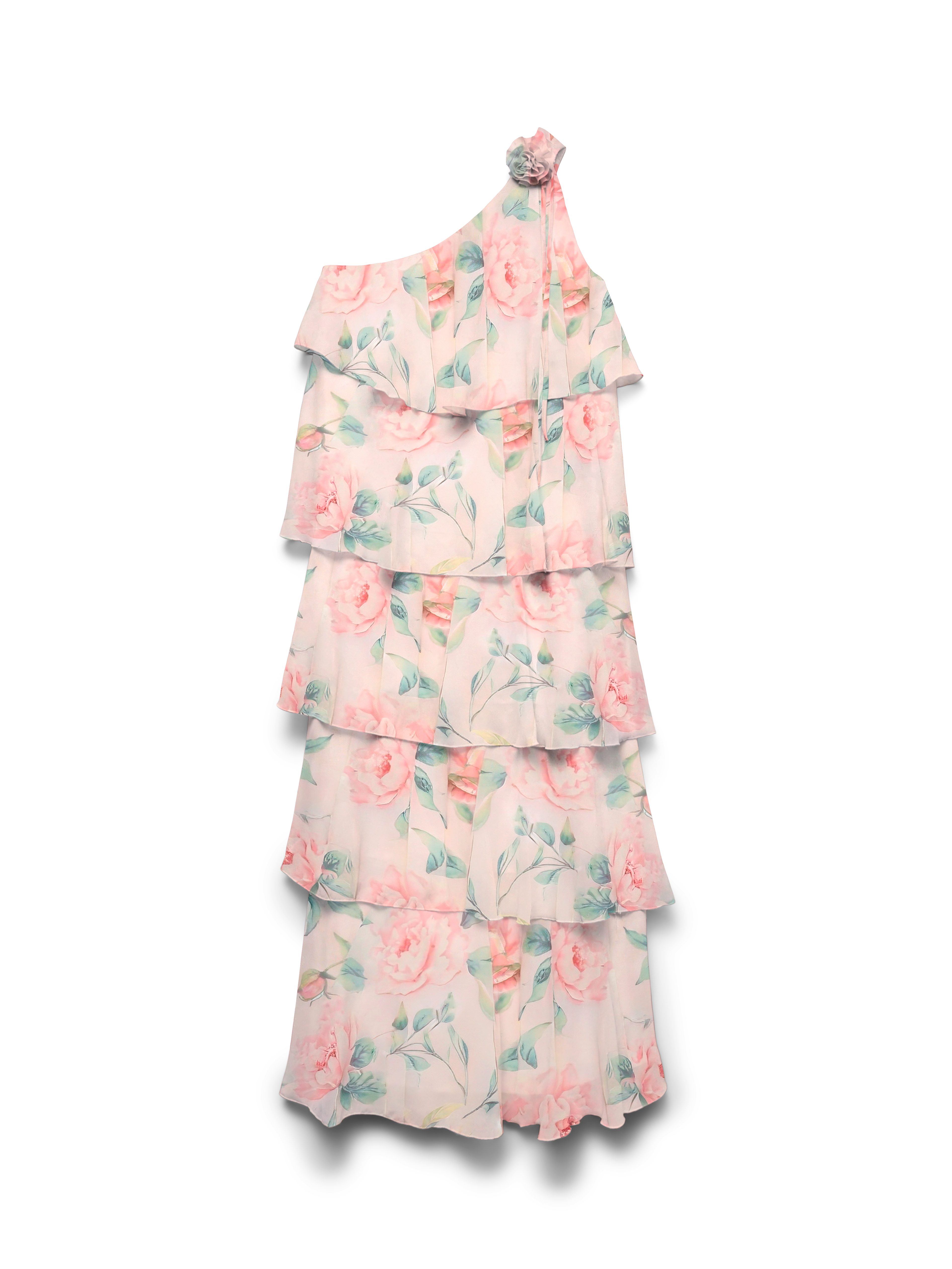 Vero Moda Maxikleid VMFELICIA OS RUFFLE ANKLE DRESS EXP Kunstfaser, one shoulder Träger