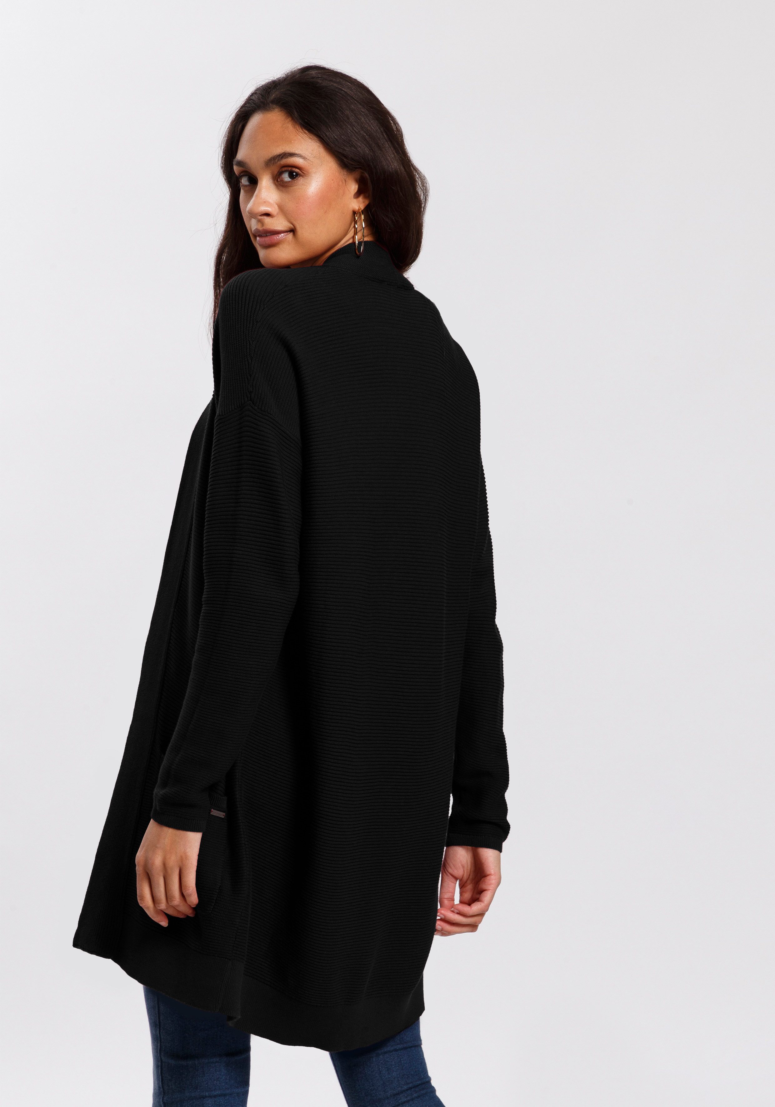 TOM TAILOR Longstrickjacke aus Rippstrick mit aufgesetzten Taschen günstig online kaufen