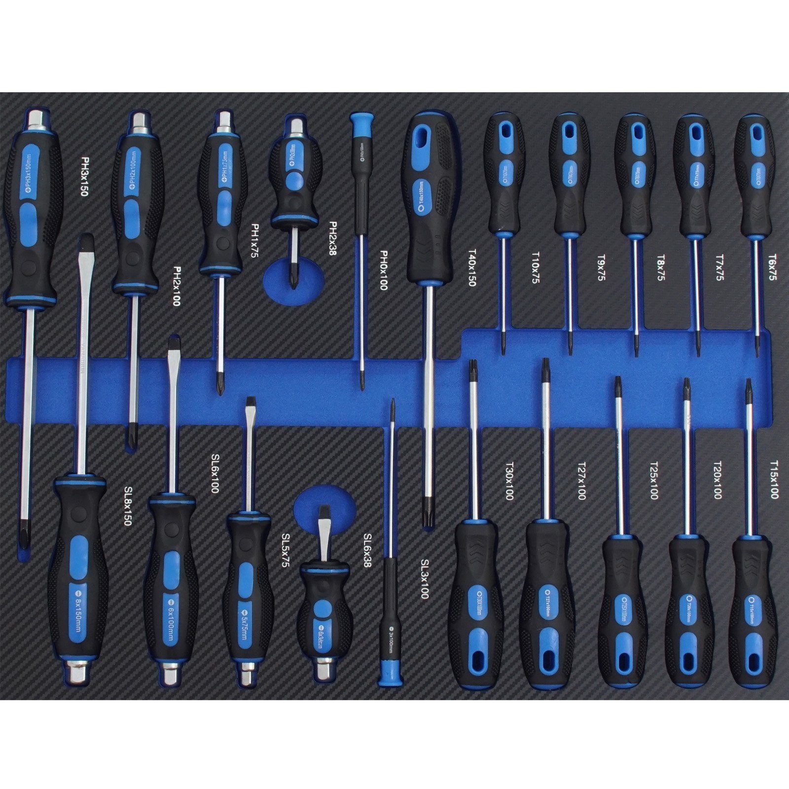 Werkstattwagen TRUTZHOLM 520x400mm Werkzeugeinlagen Einlagen (Set), blau bestückt, Werkzeugsatz Werkzeugset Profi