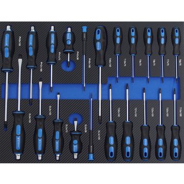 TRUTZHOLM Werkzeugset Profi Werkstattwagen Einlagen blau Werkzeugeinlagen 520x400mm bestückt, (Set), Werkzeugsatz