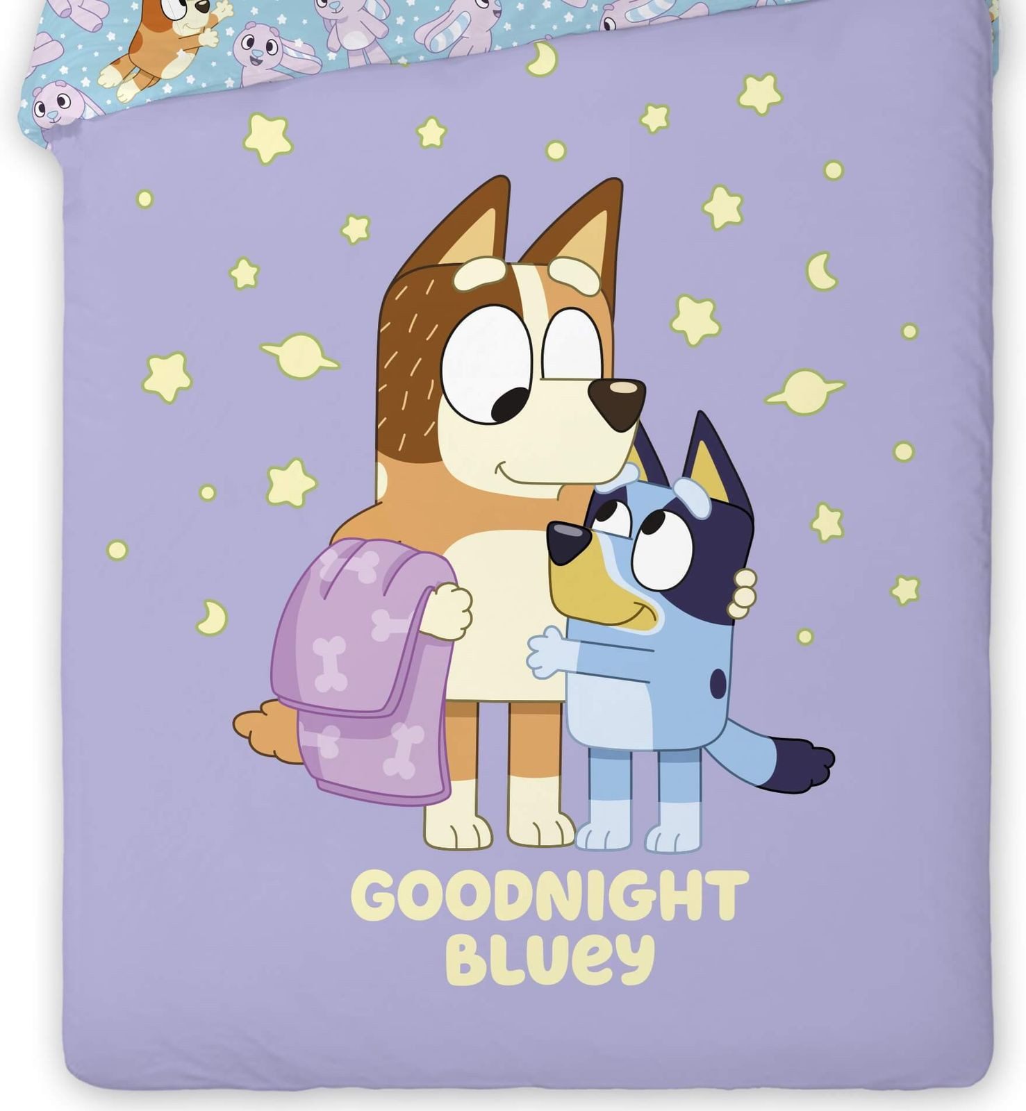 BrandMac Bettwäsche Bluey "Goodnight Bluey" Wende-Bettwäsche-Set, 135x200 & 80x80, Baumwolle, 100% Baumwolle