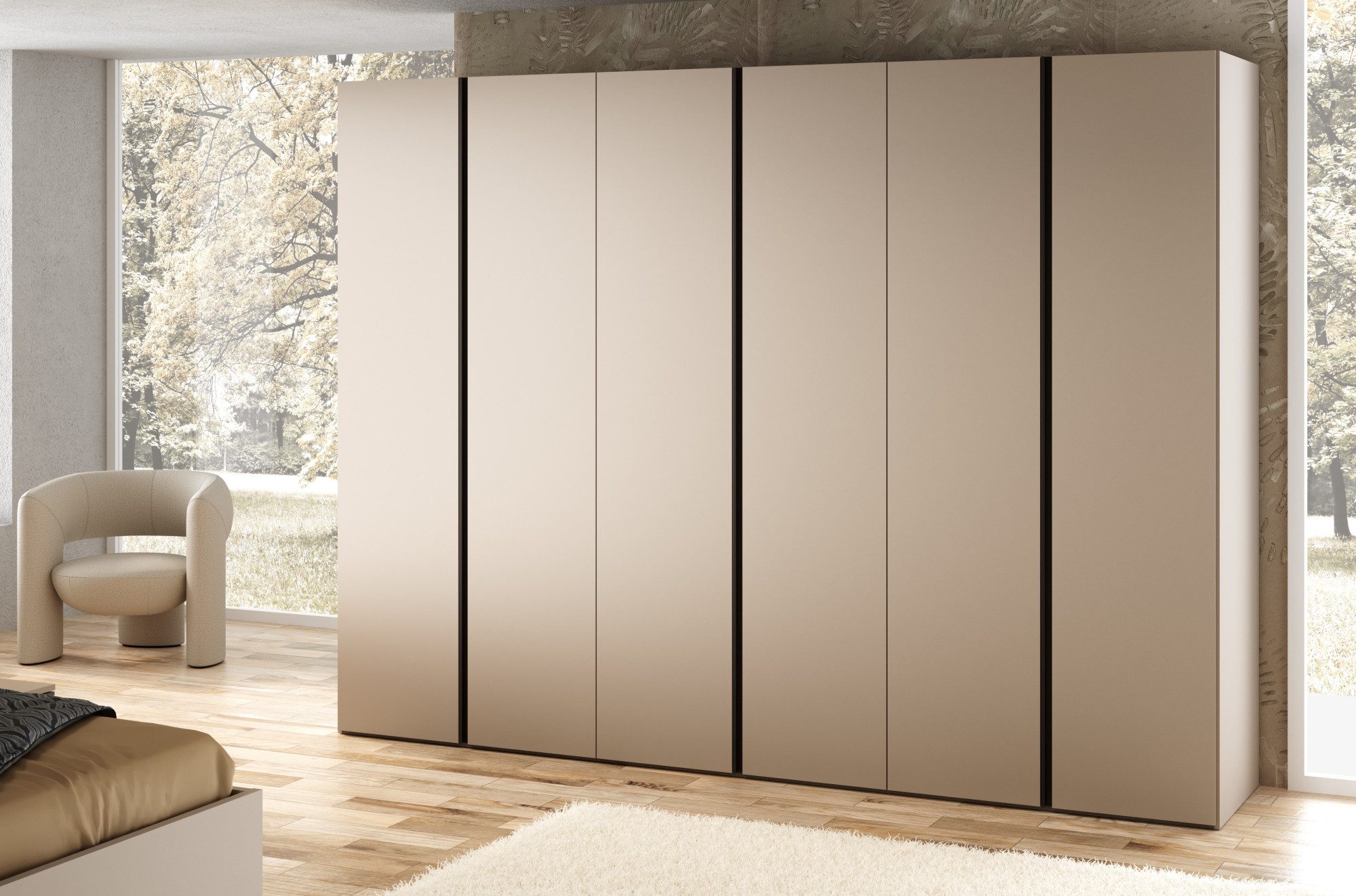 Home affaire Kleiderschrank RUBINO, Drehtürenschrank,Schlafzimmerschrank mit hochwertigem Alugriff (1-St) Made in Italy, in Breite wählbar, Basisausführung, Zubehör extra