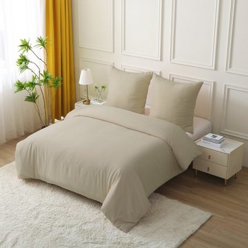 Bettwäsche Bettwäsche-Set Bettbezug mit Kissenbezug Einfarbig Weich Premium, REDOM, 1 Stück 135x200 cm mit 1 Kopfkissenbezug 80x80 cm