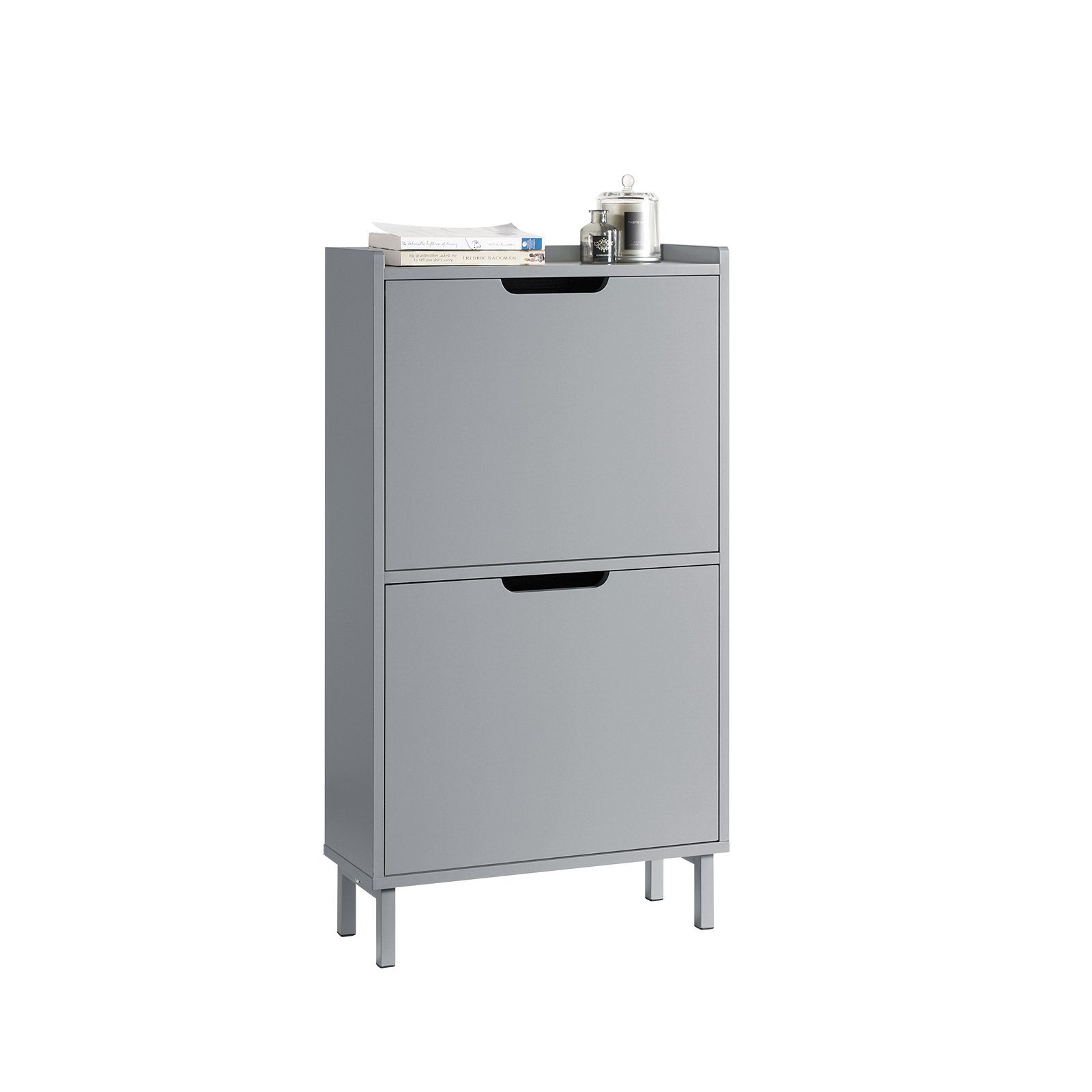 SoBuy Schuhkipper FSR151, Kommode Hoch, Flurschrank für Diele, Flur, Platzsparend, Schuhschrank mit Klappen Schuhregal schmal Schuhkommode Schuhablage