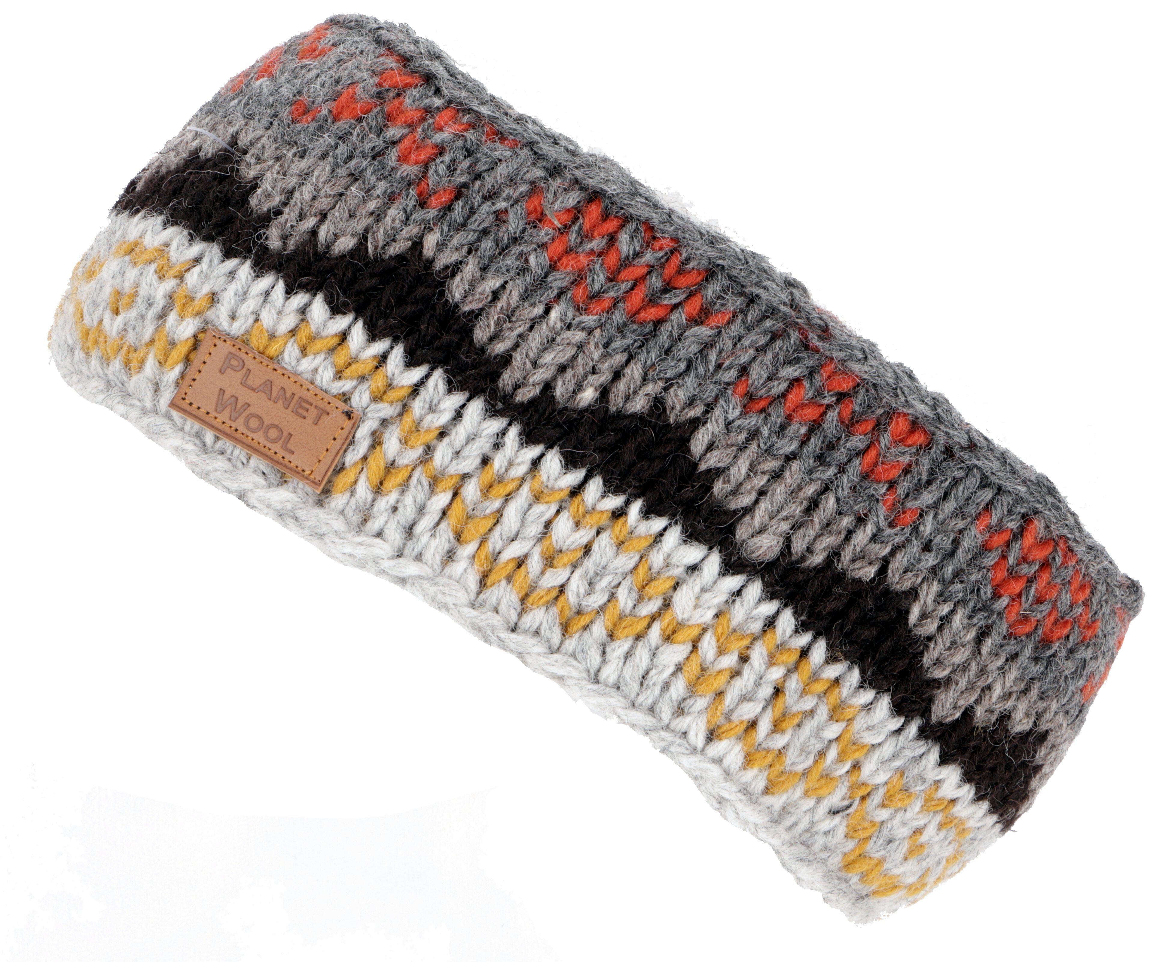 Stirnband Wolle, gestrickte.. Guru-Shop aus Warmes Stirnband grau/bunt