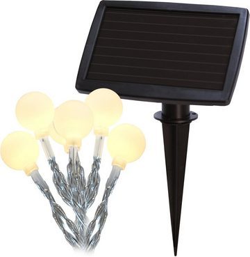 STAR TRADING LED-Lichterkette LED Solar Lchterkette Kugeln Globini 20 warmweiße Bälle 4,75m Sensor, 20-flammig