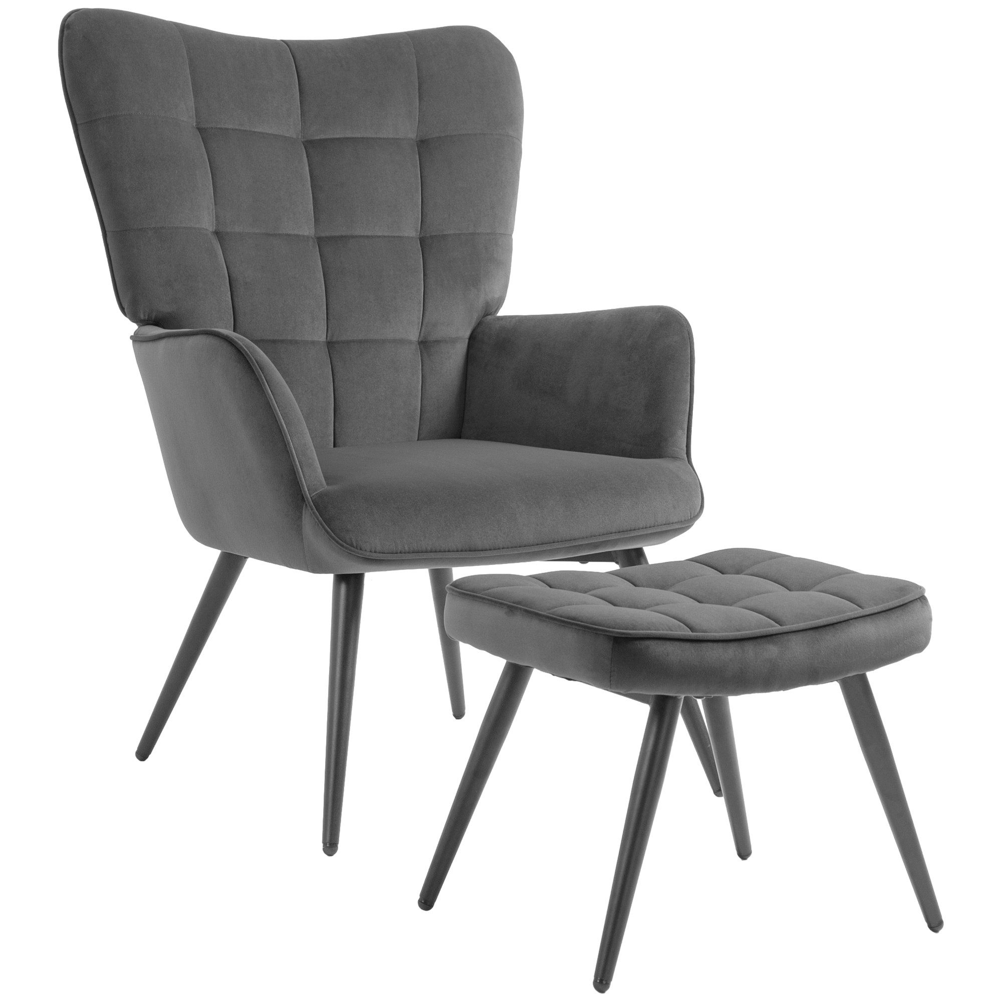 HOMCOM Relaxsessel Polstersessel mit Samtoptik (Esszimmerstuhl, 2-St., Fernsehsessel), bis 120kg, für Wohnzimmer, Dunkelgrau. Reduzierter Preis € 145,90. Unverbindliche Preisempfehlung € 286,90